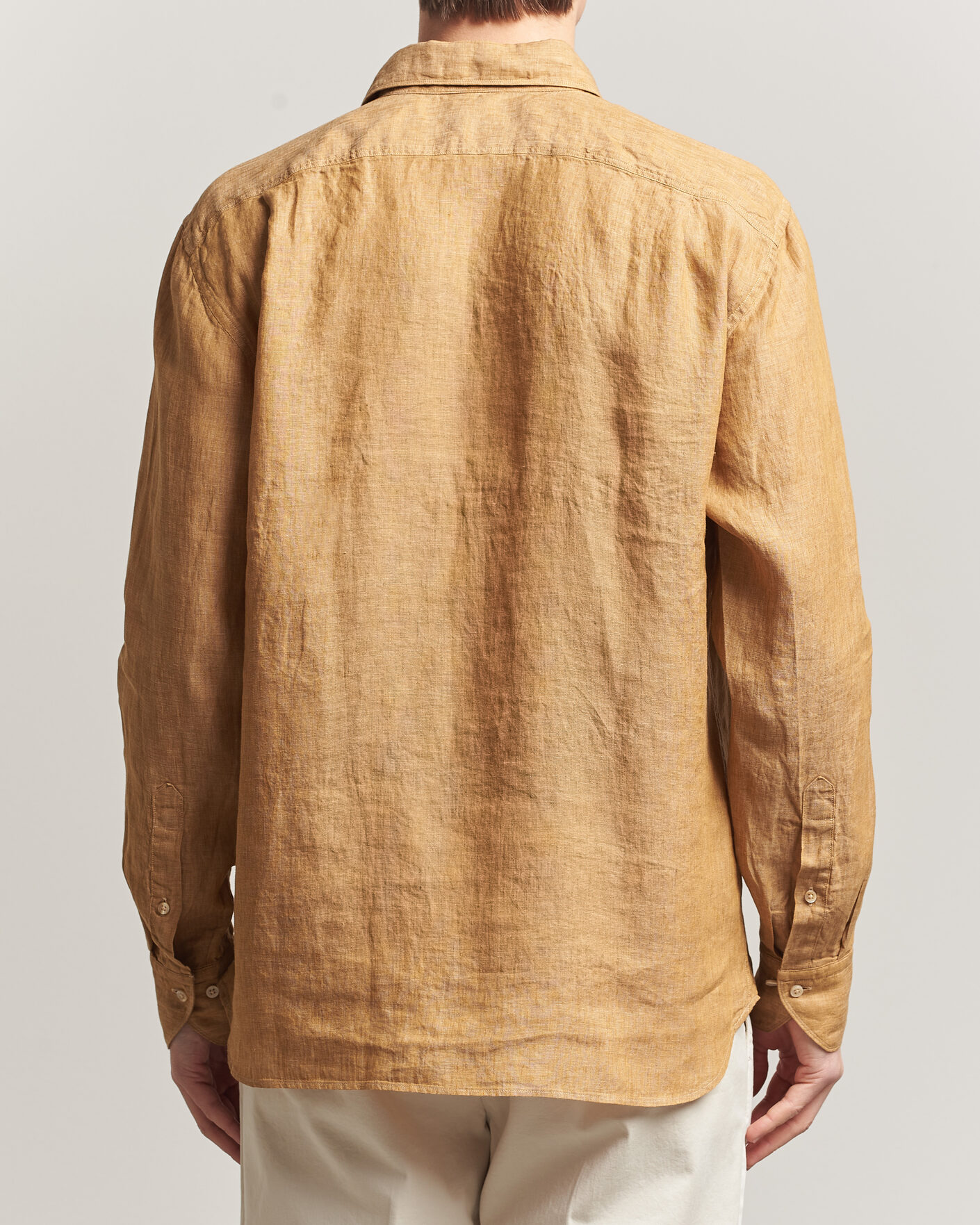 Herre | Skjorter | Stenströms | Regular Fit Cut Away Linen Shirt Light Brown