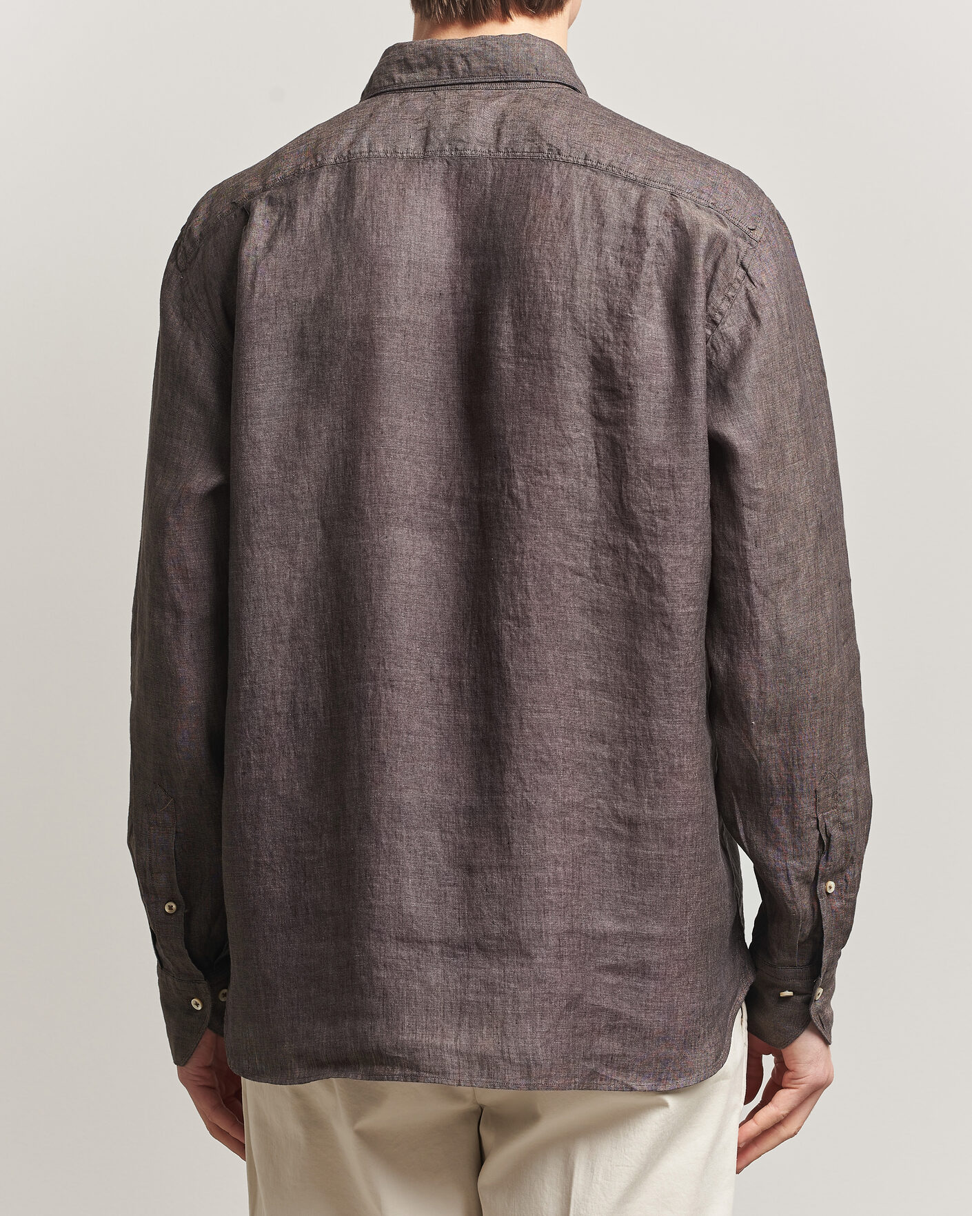 Herre | Skjorter | Stenströms | Regular Fit Cut Away Linen Shirt Brown