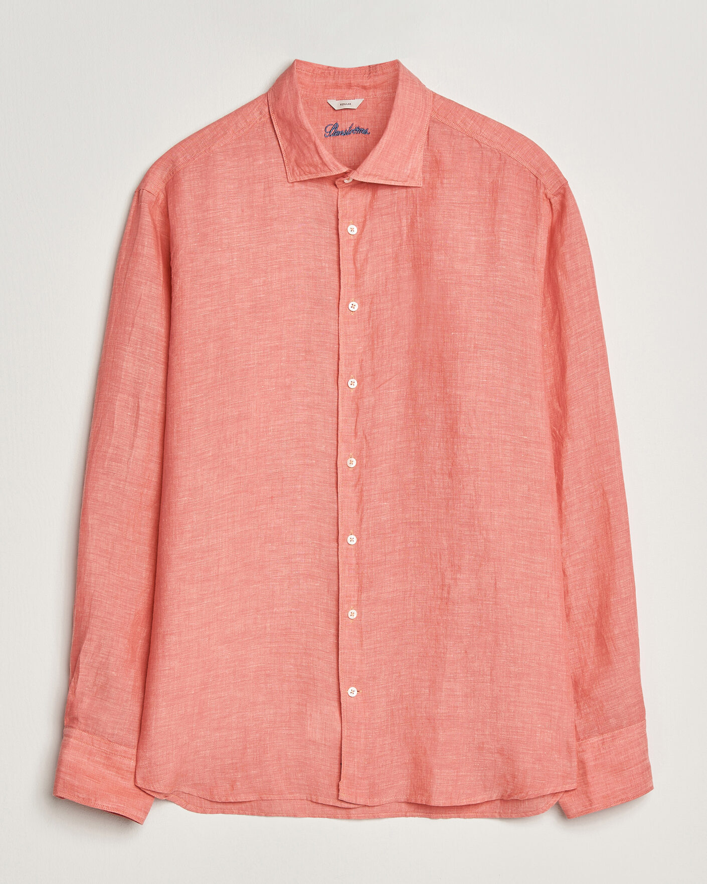 Herre | Skjorter | Stenströms | Regular Fit Cut Away Linen Shirt Raspberry