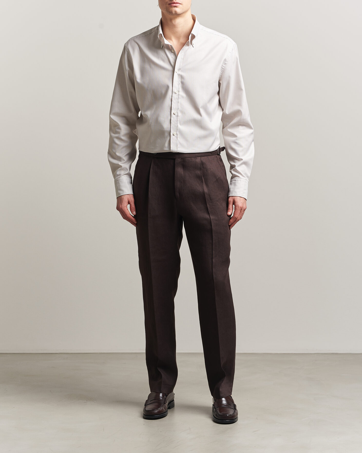Herre | Skjorter | Stenströms | Regular Fit Thin Striped Oxford Shirt Beige