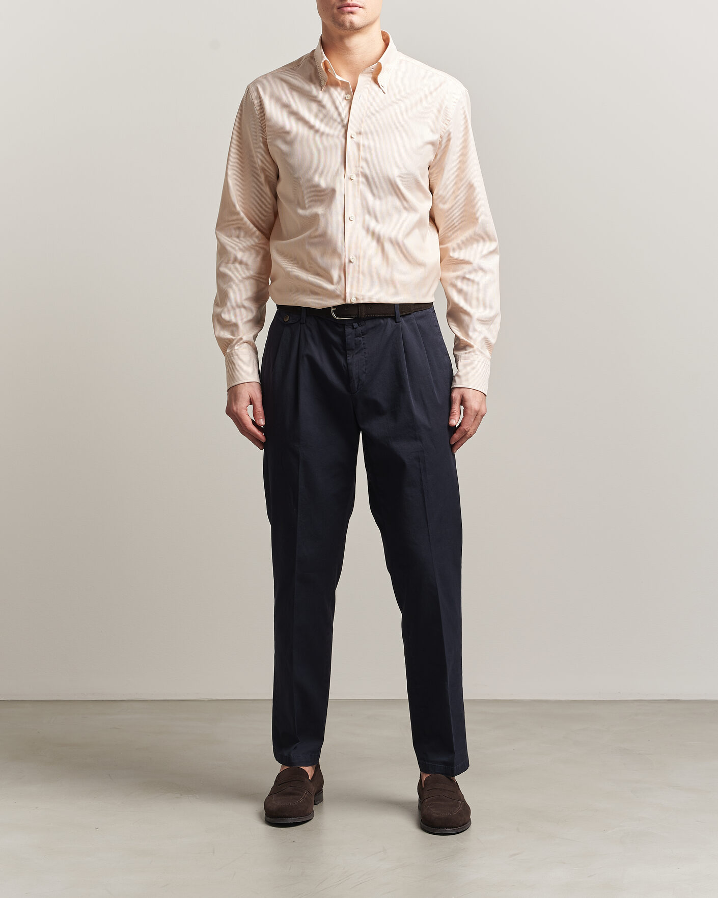 Herre | Skjorter | Stenströms | Regular Fit Thin Striped Oxford Shirt Orange
