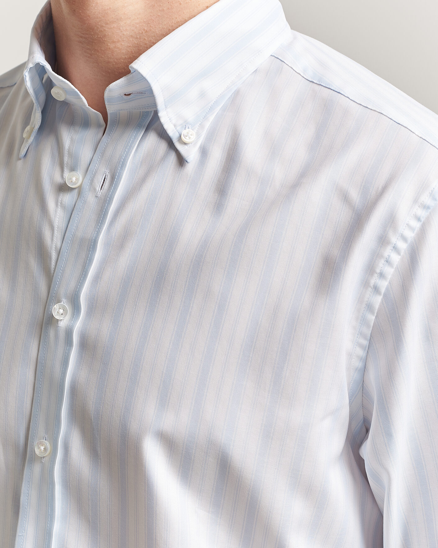 Herre | Skjorter | Stenströms | Regular Fit Striped Oxford Shirt Light Blue