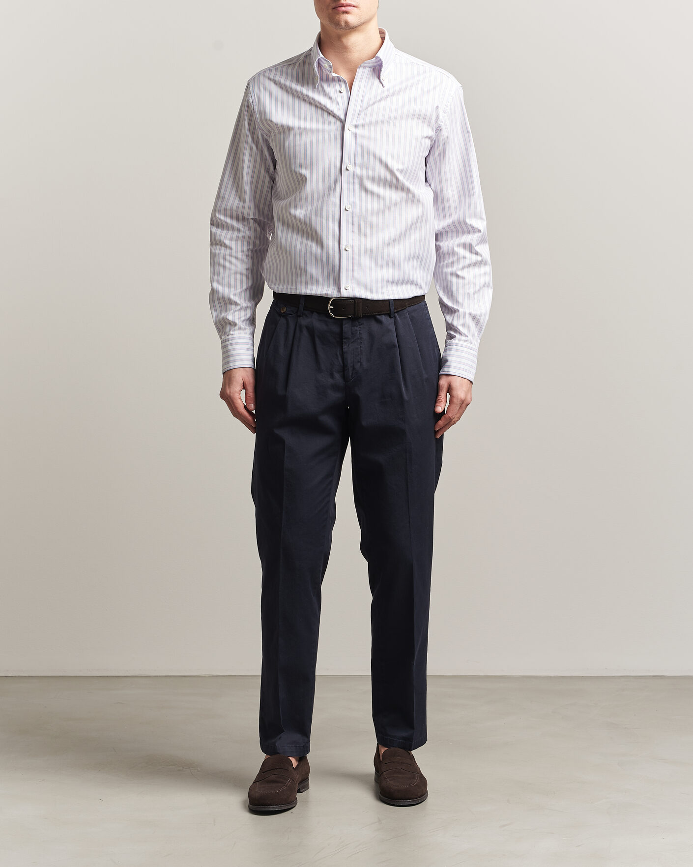Herre | Skjorter | Stenströms | Regular Fit Multi Striped Oxford Shirt Blue/Pink