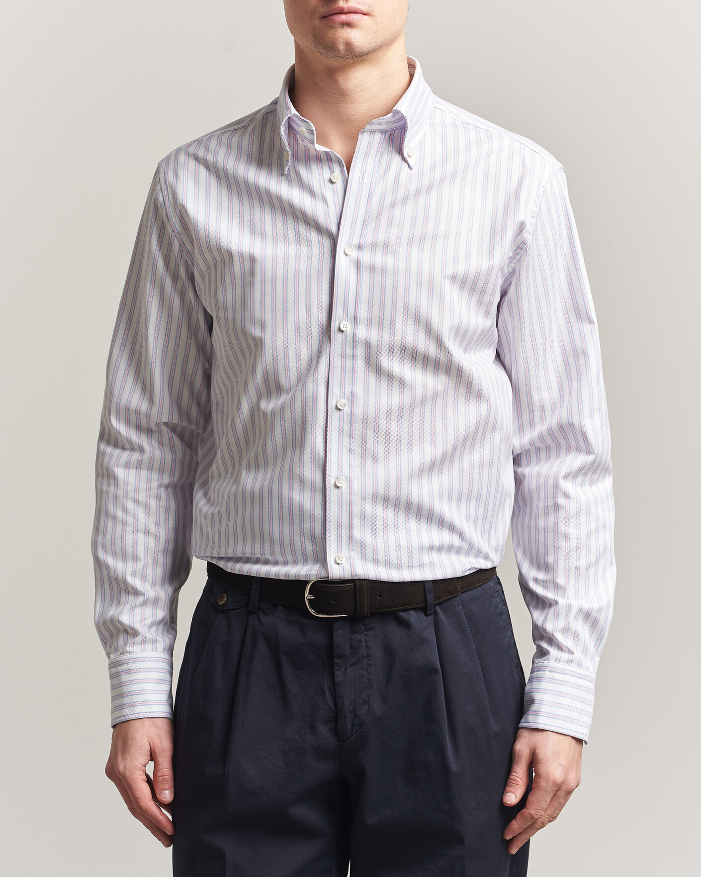 Herre | Skjorter | Stenströms | Regular Fit Multi Striped Oxford Shirt Blue/Pink