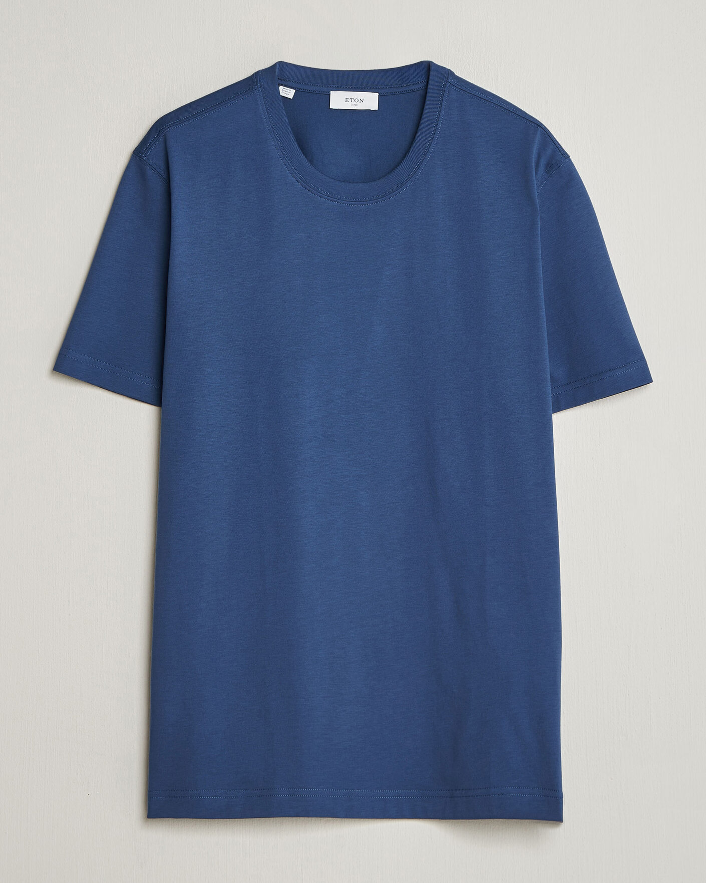 Herre | T-Shirts | Eton | Supima Cotton Crew Neck T-Shirt Mid Blue