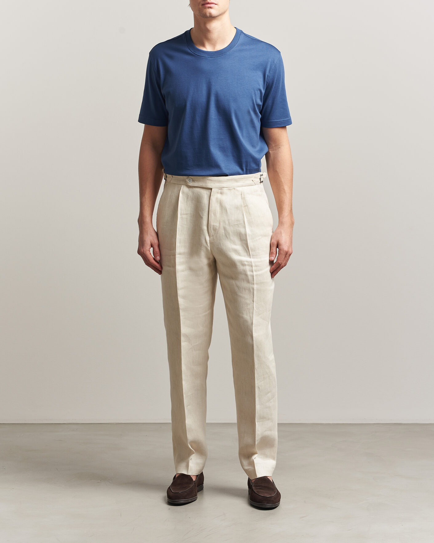 Herre | T-Shirts | Eton | Supima Cotton Crew Neck T-Shirt Mid Blue