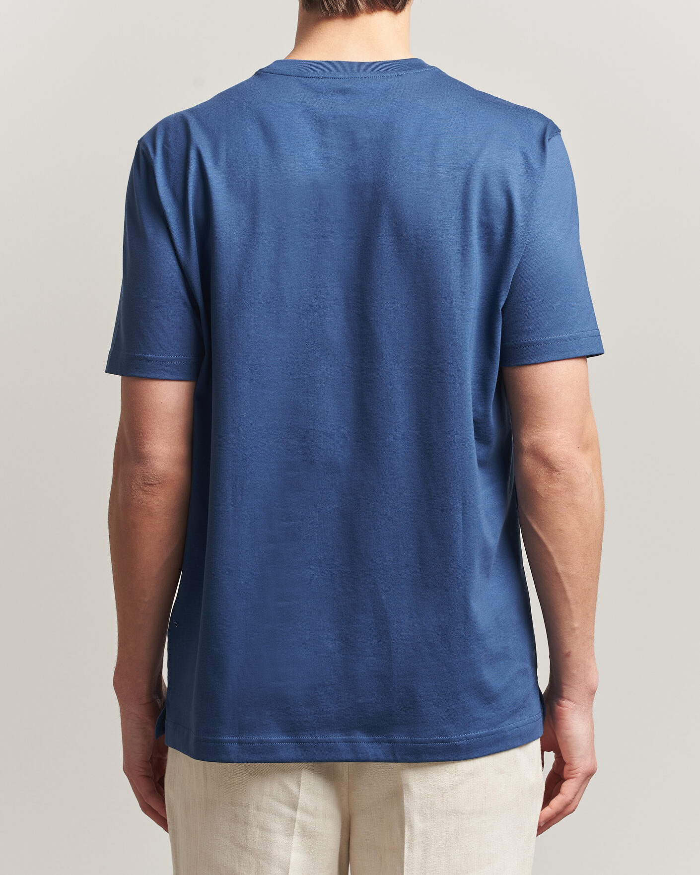 Herre | T-Shirts | Eton | Supima Cotton Crew Neck T-Shirt Mid Blue