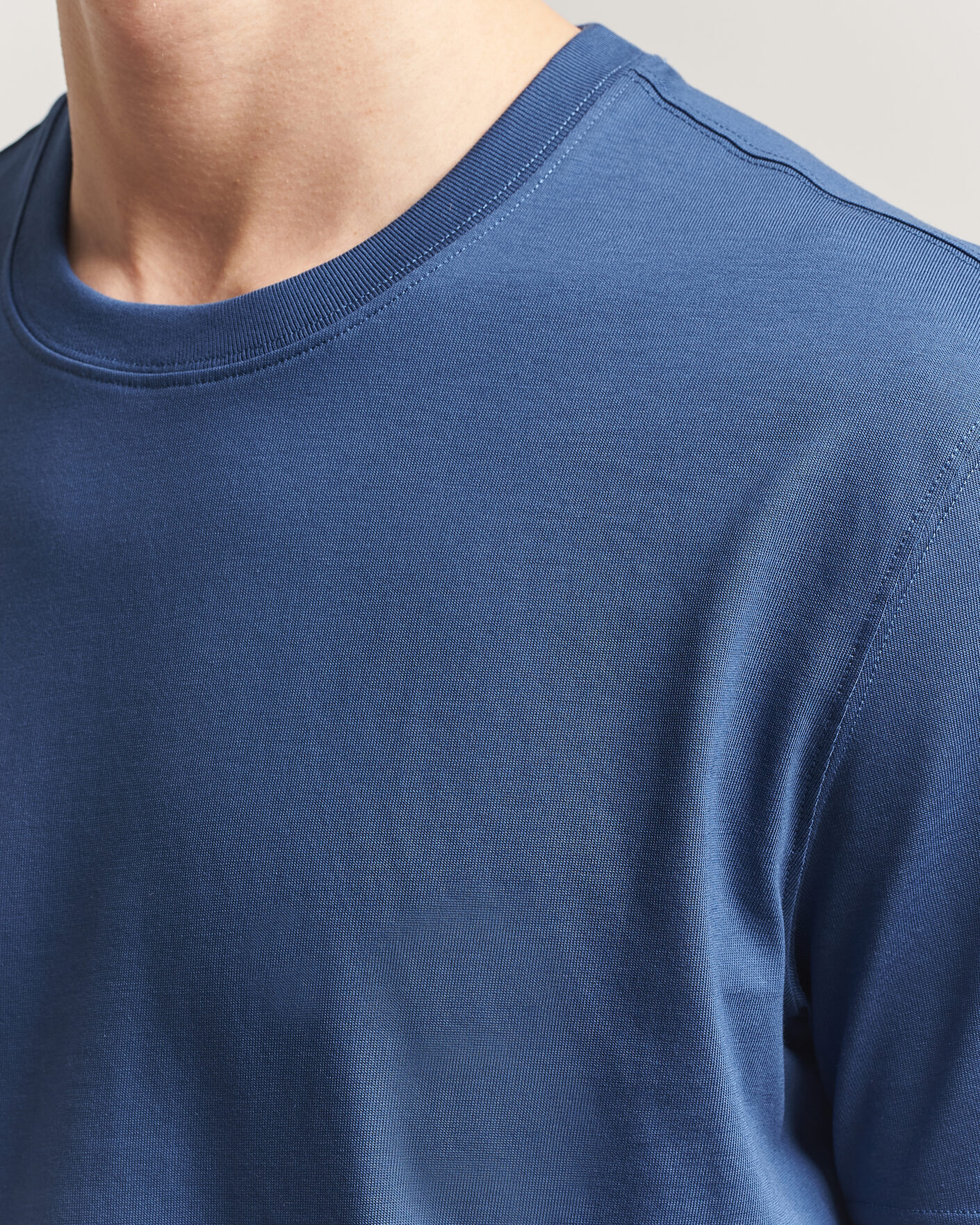 Herre | T-Shirts | Eton | Supima Cotton Crew Neck T-Shirt Mid Blue