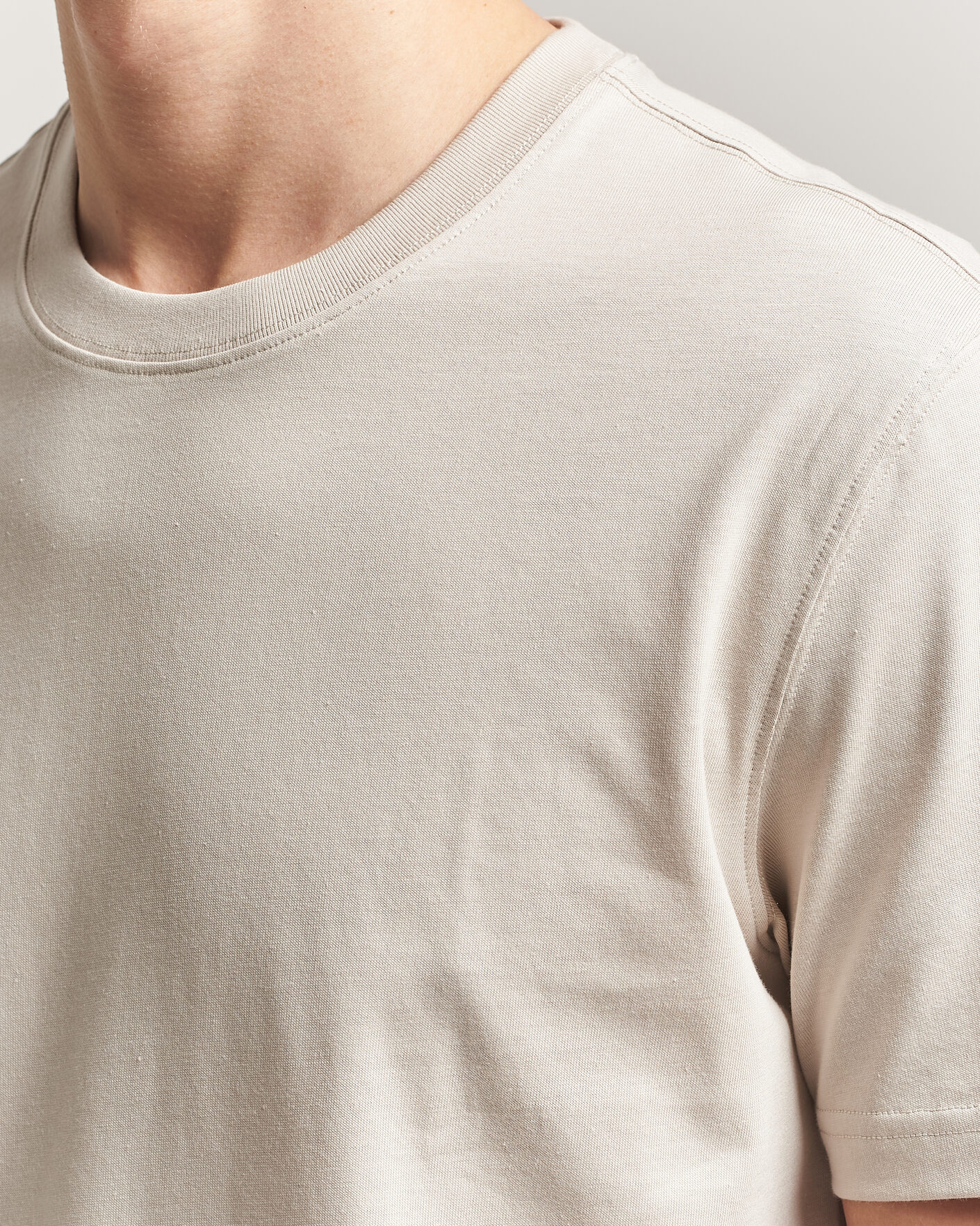 Herre | T-Shirts | Eton | Supima Cotton Crew Neck T-Shirt Beige