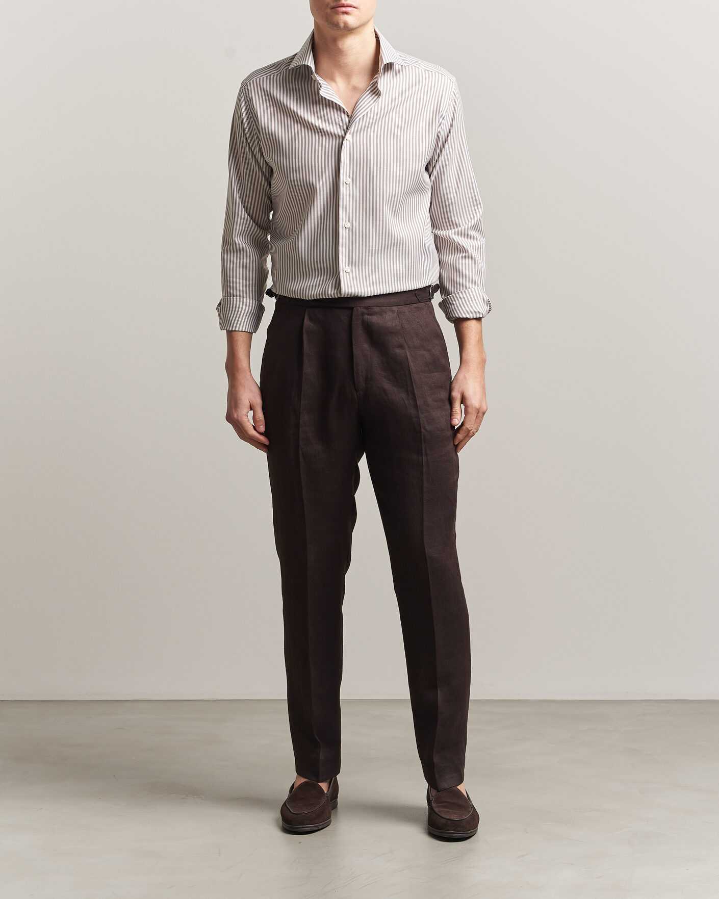 Herre | Skjorter | Eton | Slim Fit Signature Oxford Striped Shirt Beige