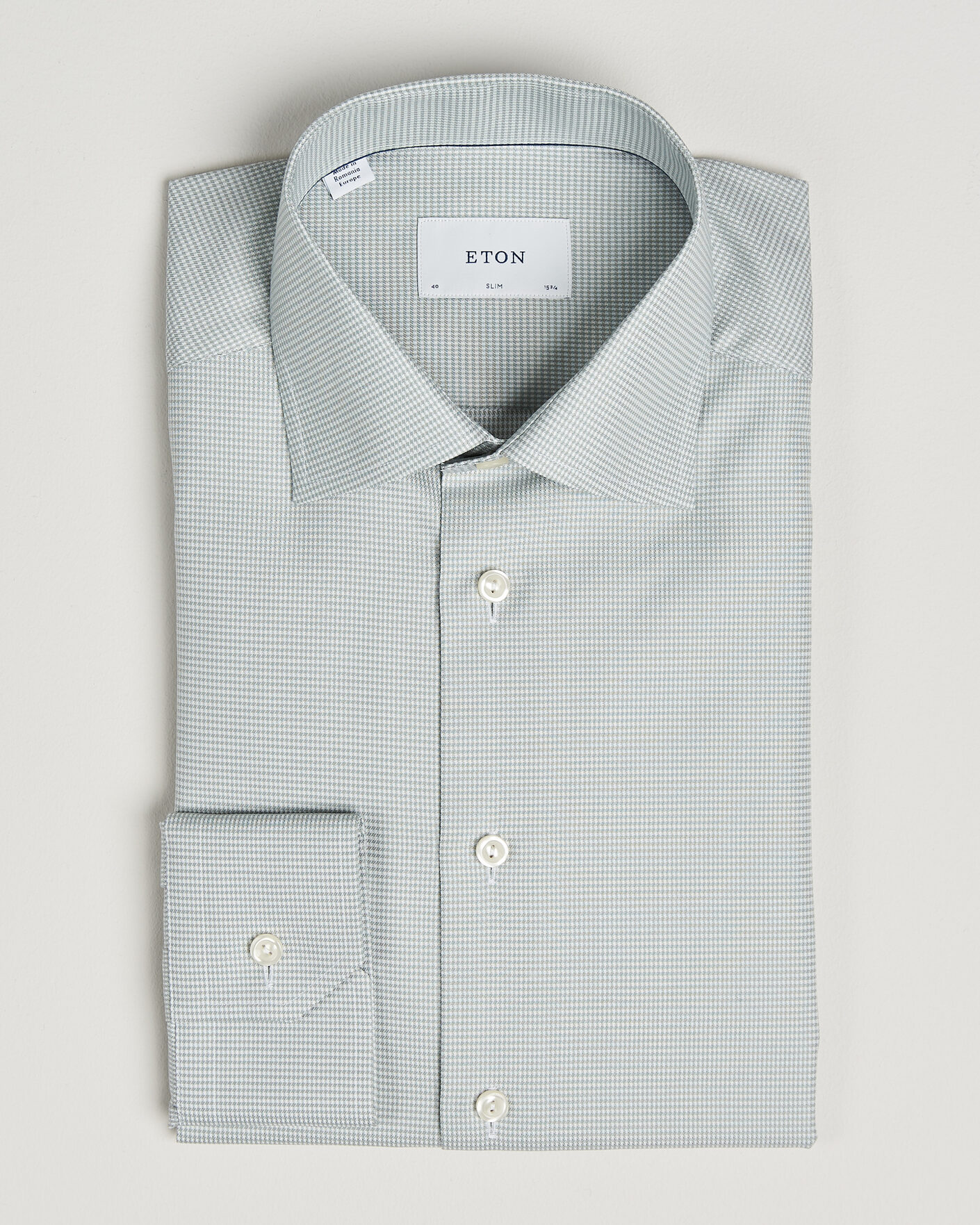 Herre | Skjorter | Eton | Slim Fit Signature Twill Houndstooth Shirt Light Green