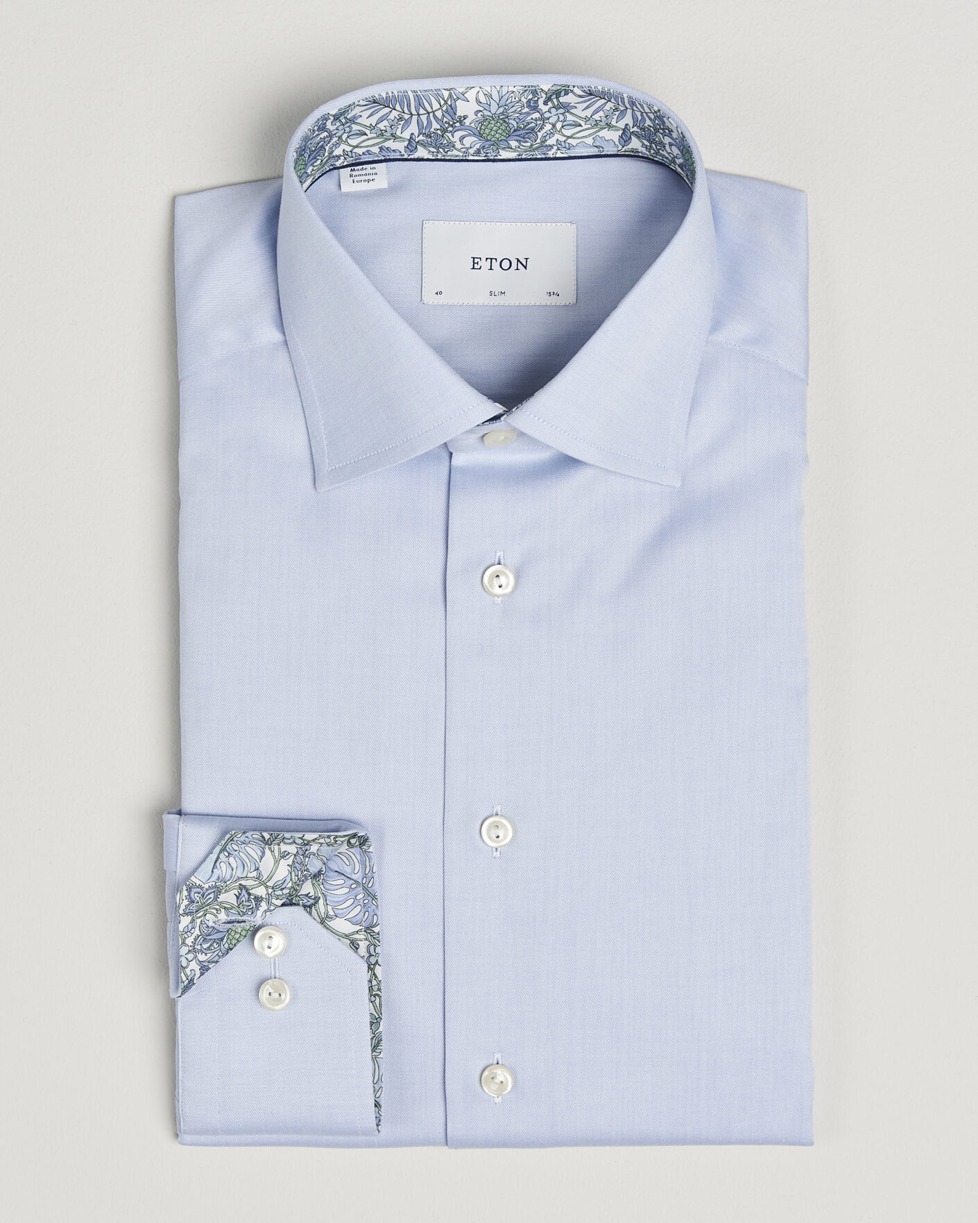 Herre | Skjorter | Eton | Slim Fit Signature Twill Contrast Shirt Light Blue