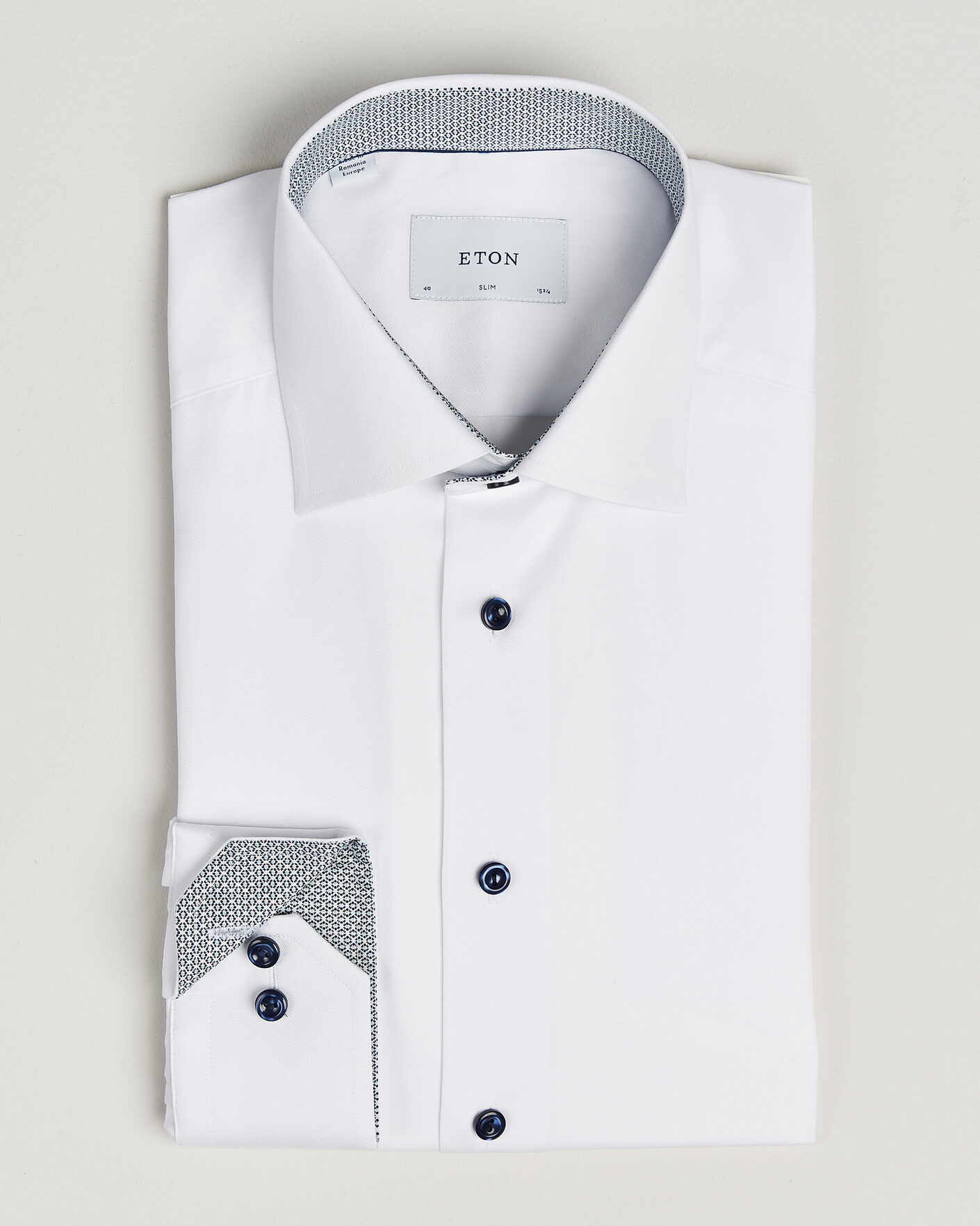Herre | Skjorter | Eton | Slim Fit Signature Twill Contrast Shirt White