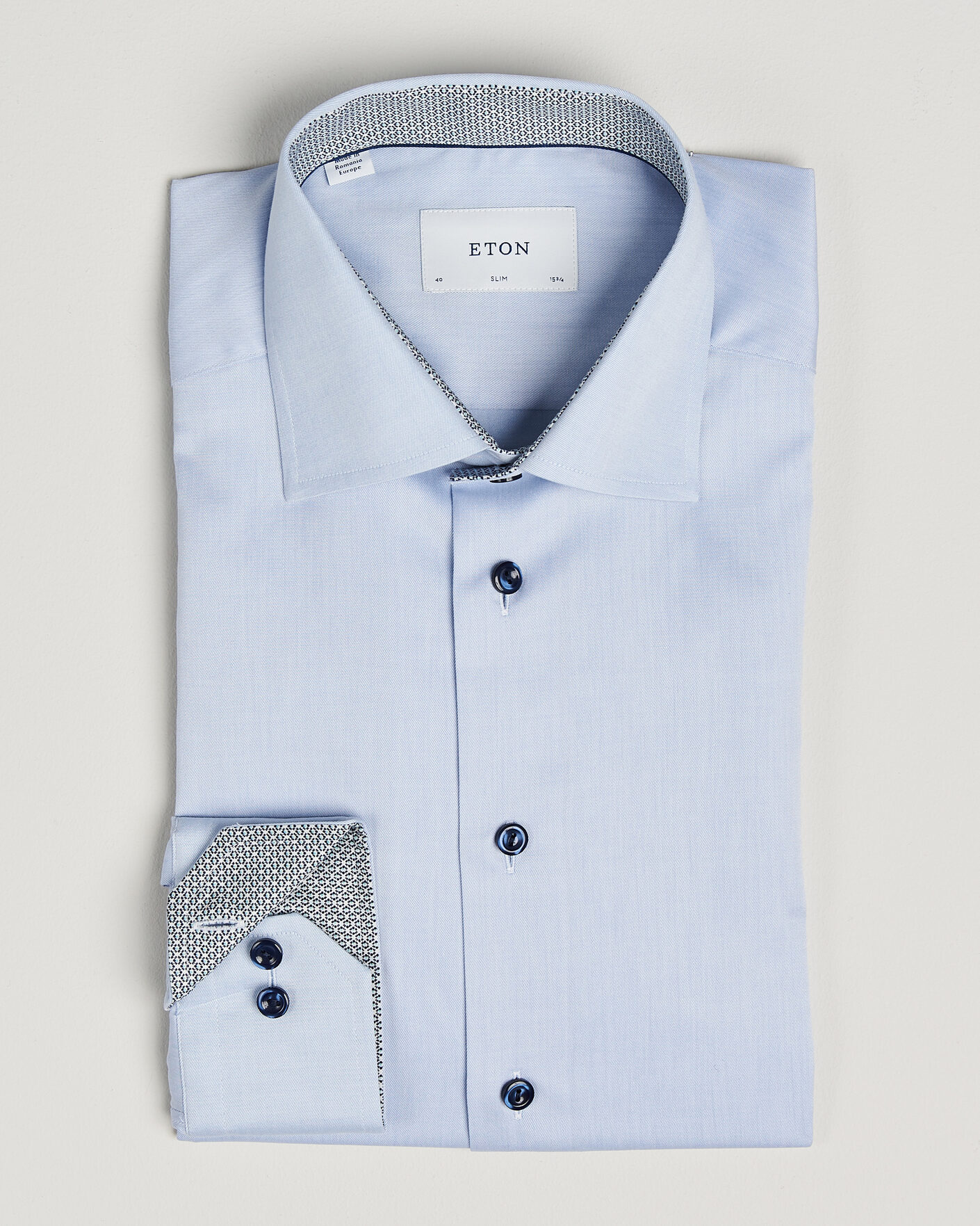 Herre | Skjorter | Eton | Slim Fit Signature Twill Contrast Shirt Light Blue