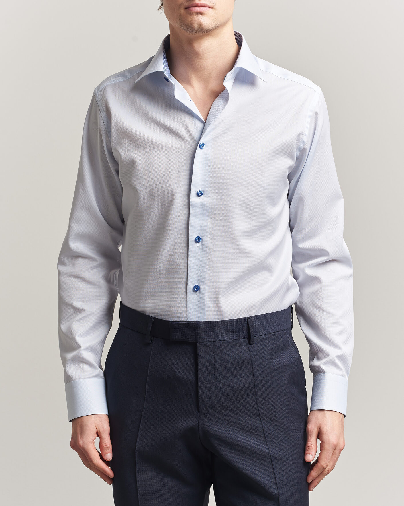 Herre | Skjorter | Eton | Slim Fit Signature Twill Contrast Shirt Light Blue