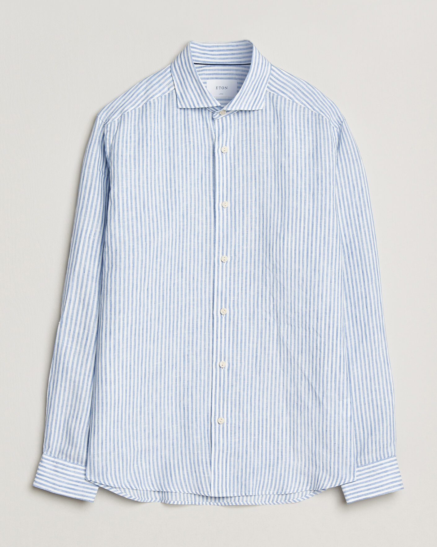 Herre | Skjorter | Eton | Casual Fit Striped Linen Shirt Light Blue