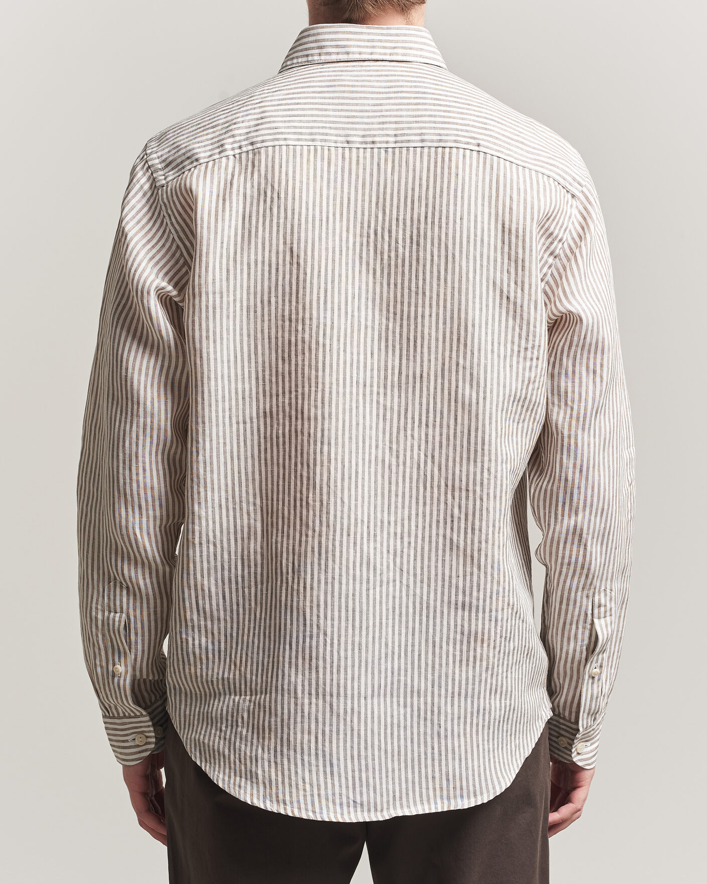 Herre | Skjorter | Eton | Casual Fit Striped Linen Shirt Beige