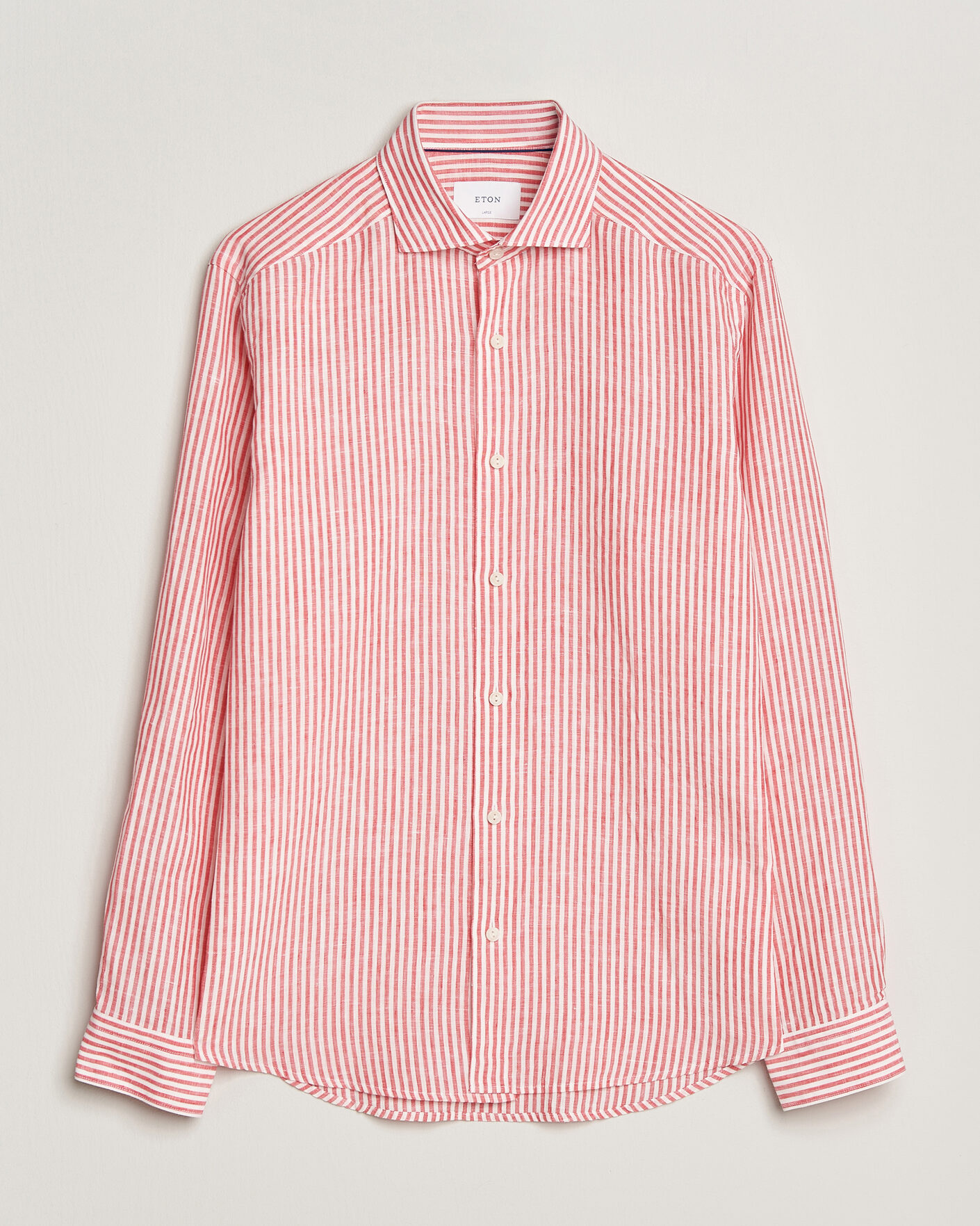 Herre | Skjorter | Eton | Casual Fit Striped Linen Shirt Red
