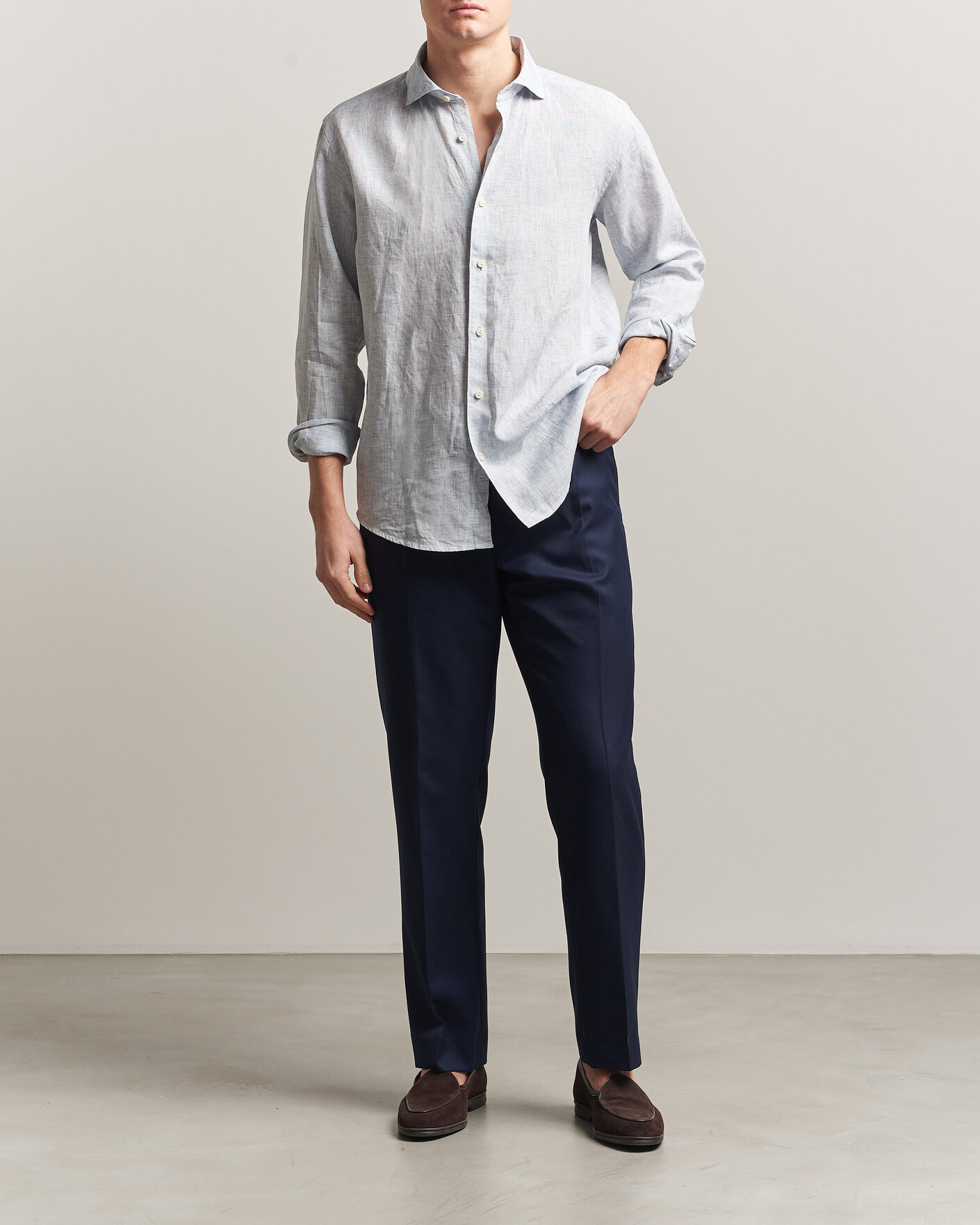 Herre | Skjorter | Eton | Casual Fit Linen Shirt Light Blue