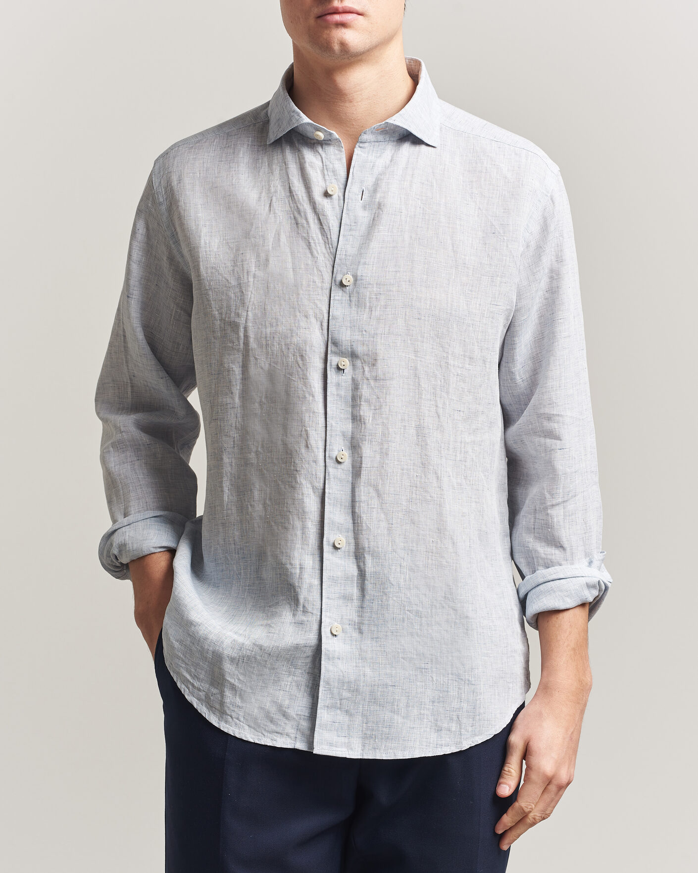 Herre | Skjorter | Eton | Casual Fit Linen Shirt Light Blue