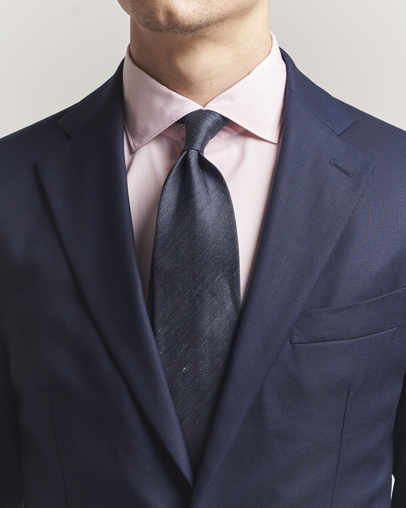 Herre | Slips | Eton | Linen Silk Tie Navy Blue