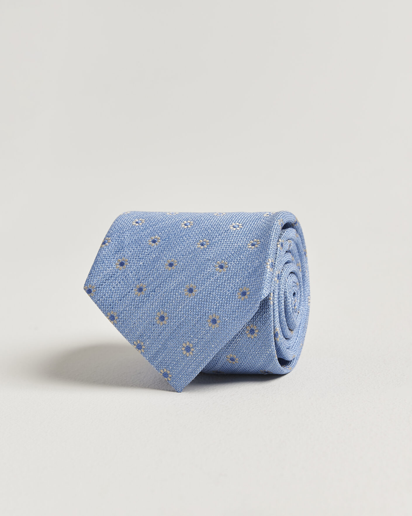 Herre | Slips | Eton | Floral Linen Silk Tie Light Blue