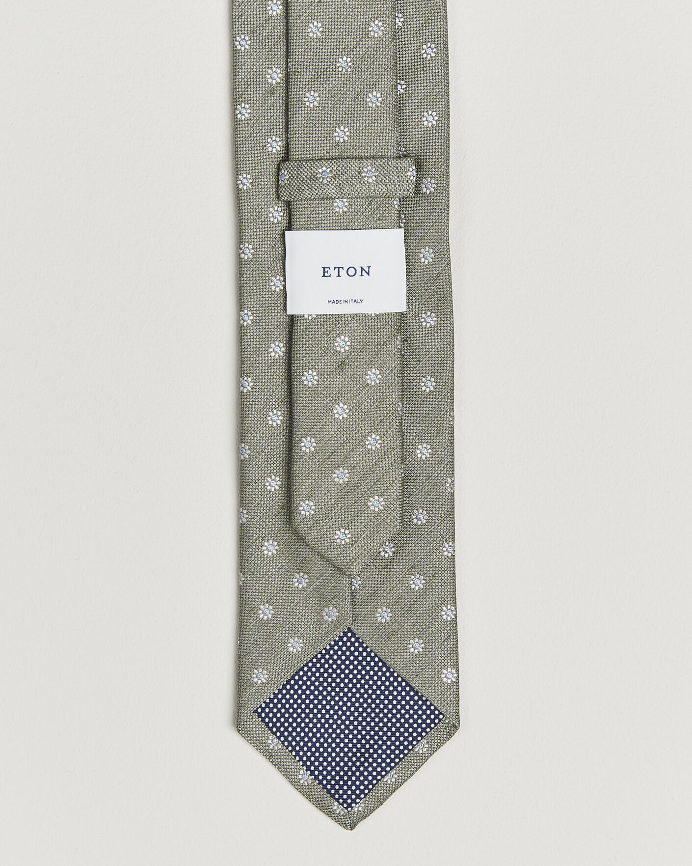 Herre | Slips | Eton | Floral Linen Silk Tie Light Green