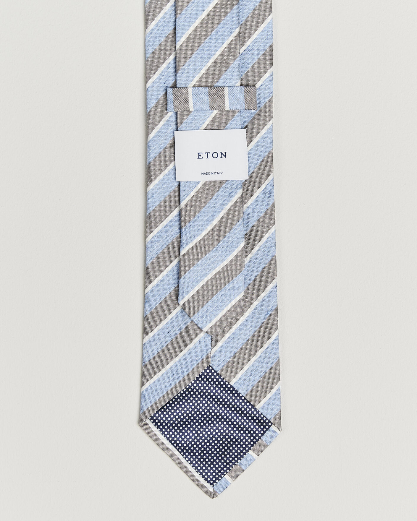 Herre | Slips | Eton | Striped Linen Silk Tie Brown/Blue