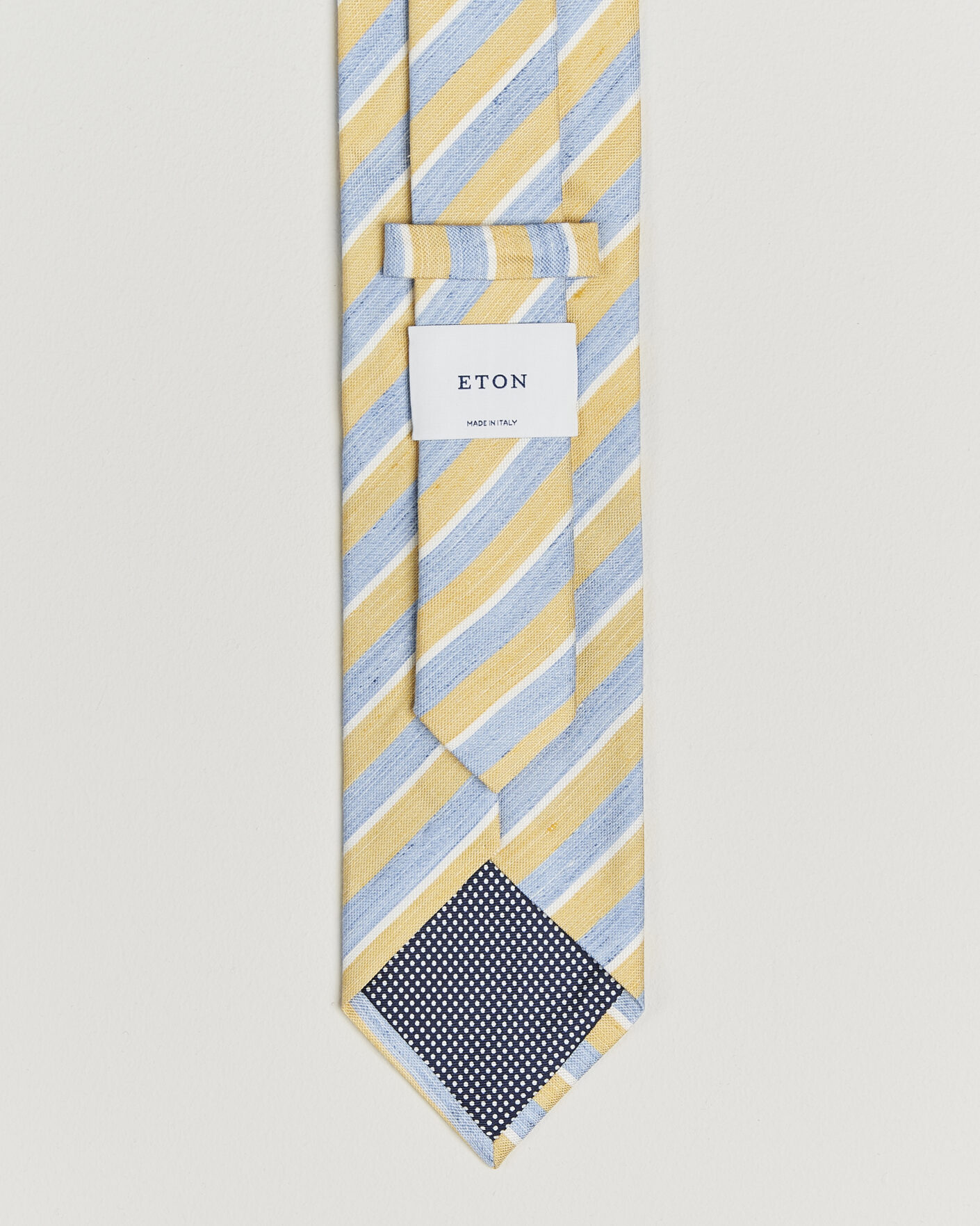 Herre | Slips | Eton | Striped Linen Silk Tie Yellow/Blue
