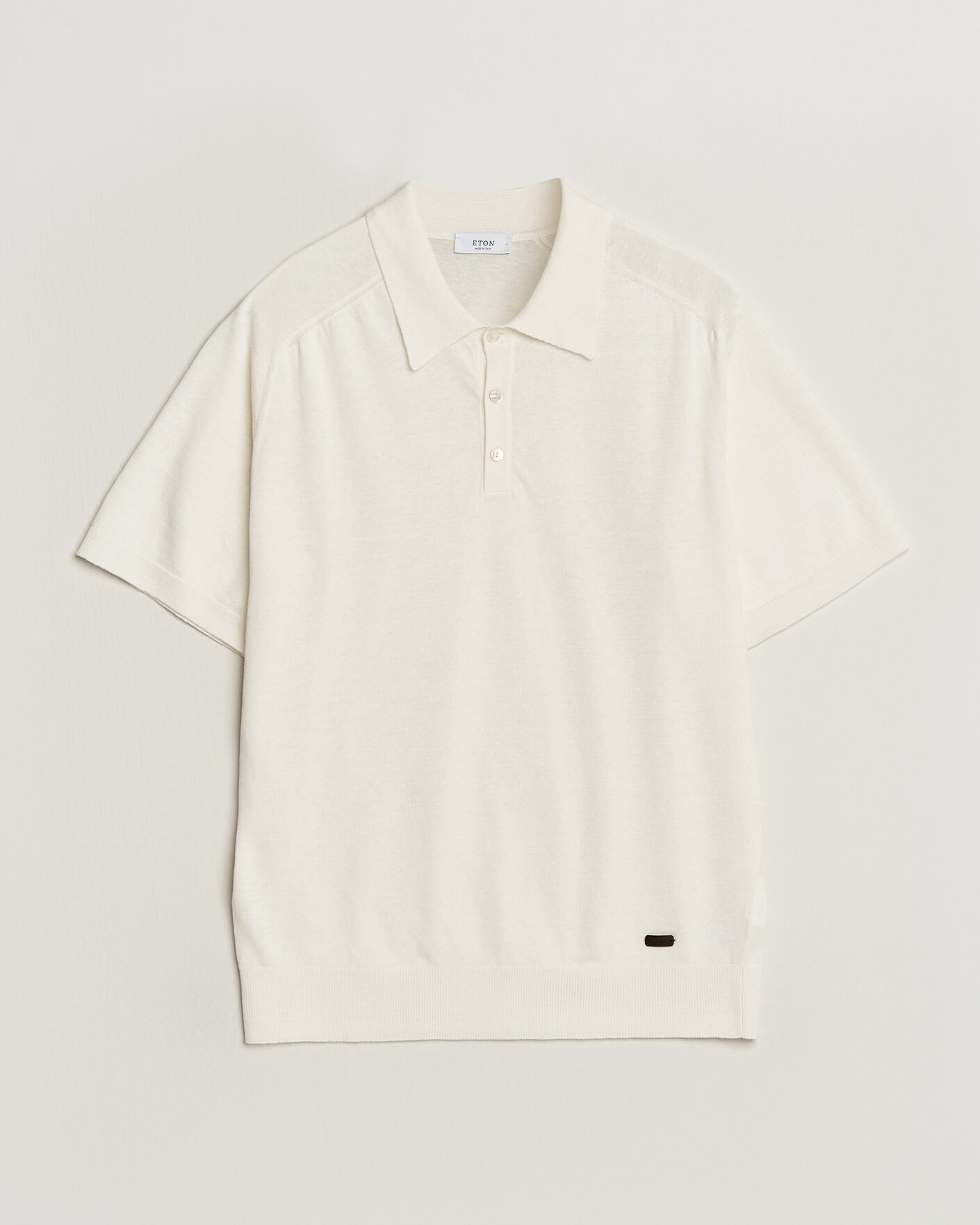 Herre | Pikéer | Eton | Cotton Linen Fine Knit Polo White