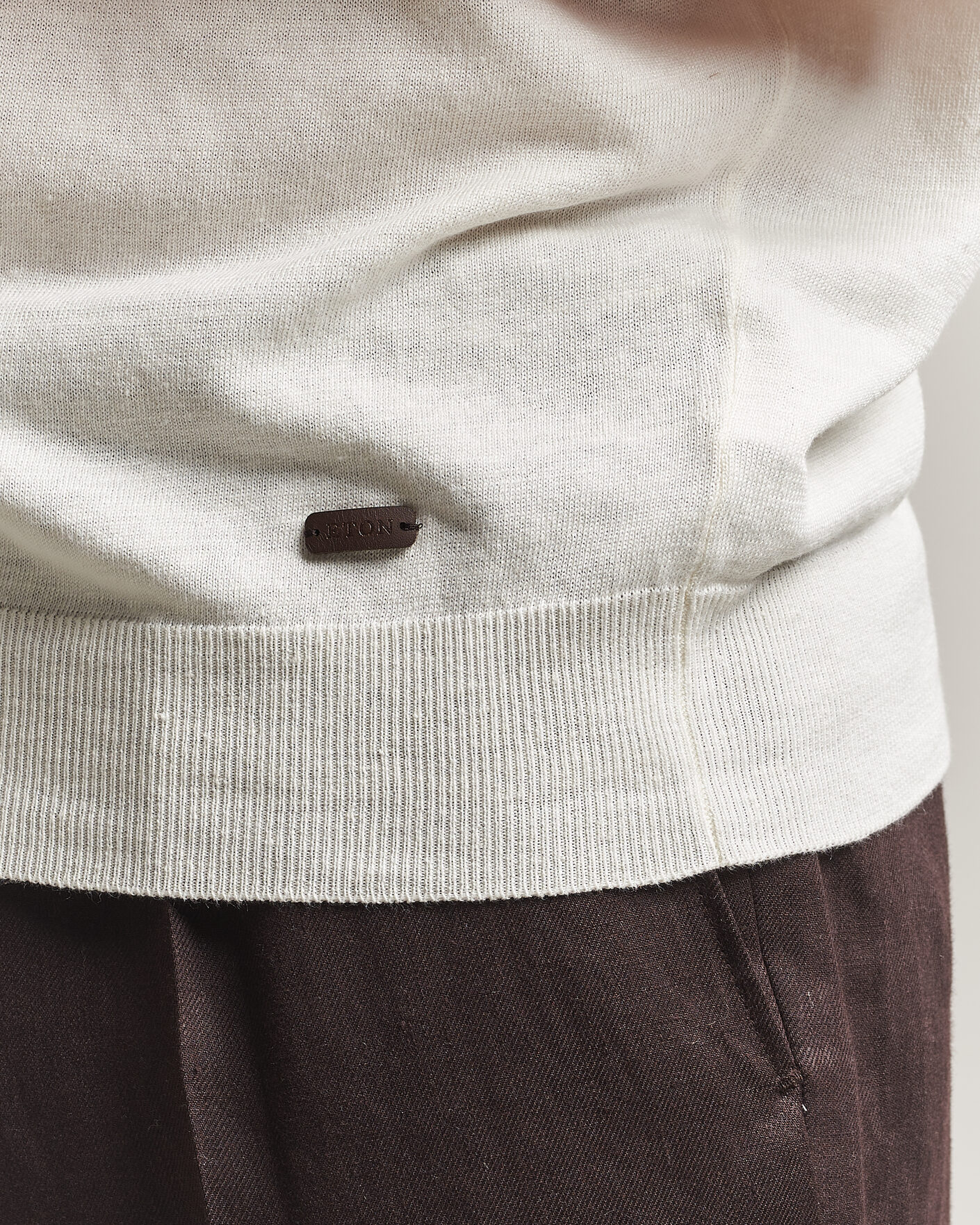 Herre | Pikéer | Eton | Cotton Linen Fine Knit Polo White