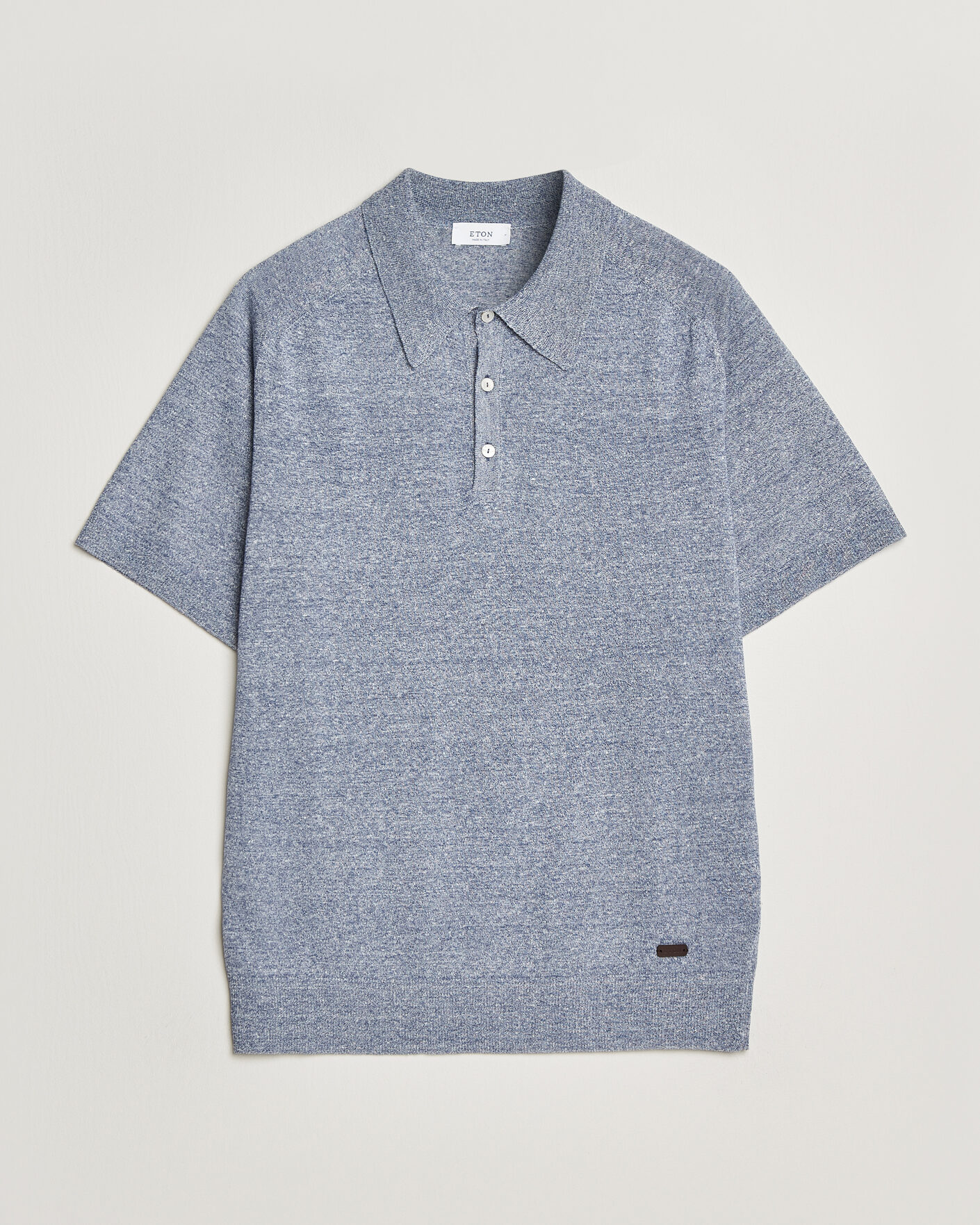 Herre | Pikéer | Eton | Cotton Linen Fine Knit Polo Blue