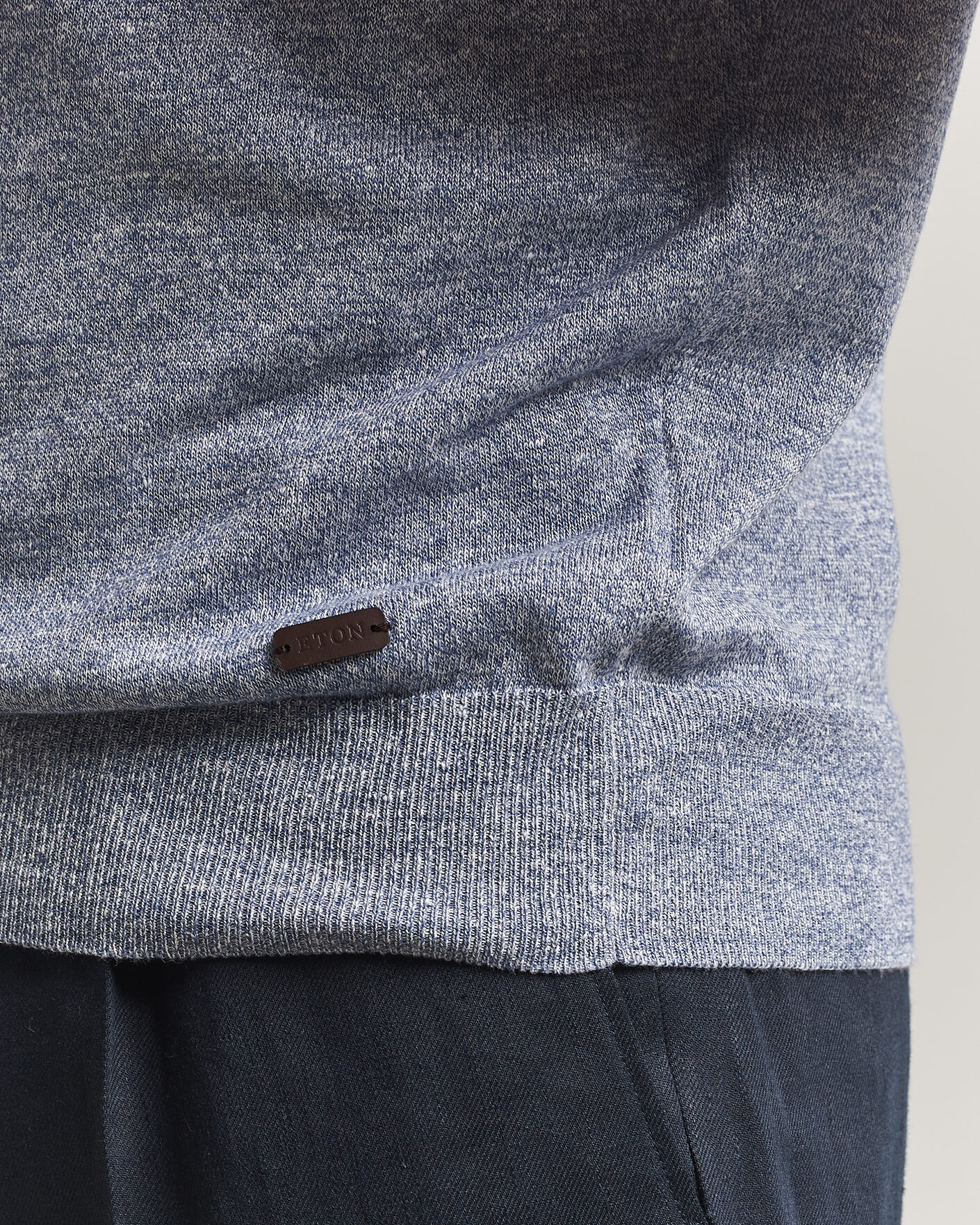Herre | Pikéer | Eton | Cotton Linen Fine Knit Polo Blue