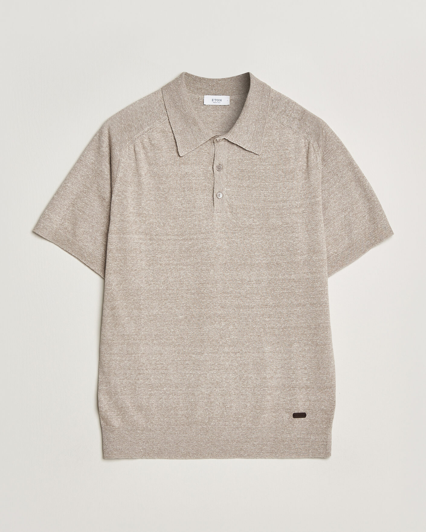 Herre | Pikéer | Eton | Cotton Linen Fine Knit Polo Beige