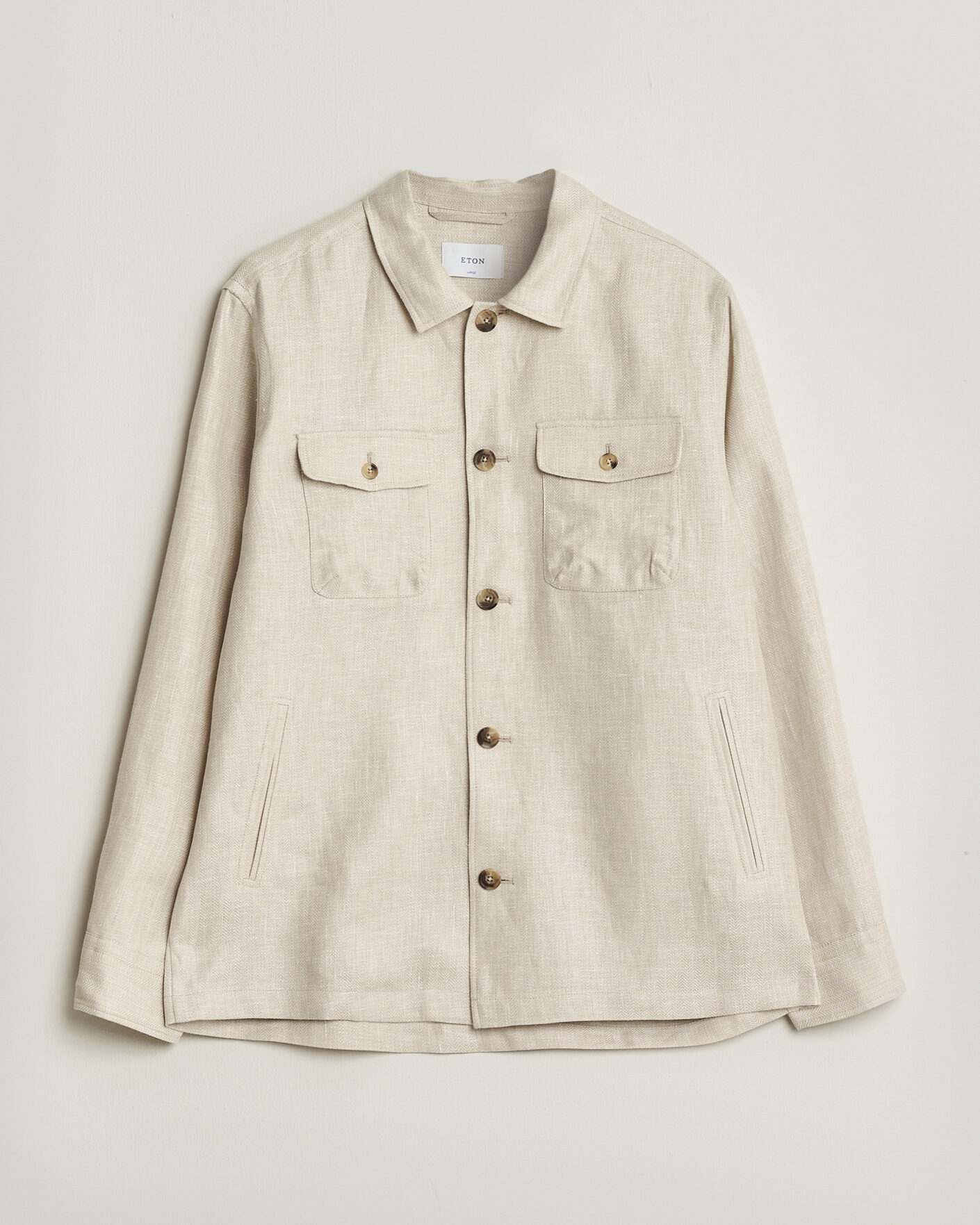 Herre | Jakker | Eton | Four Pocket Linen Lyocell Shirt Jacket Off White