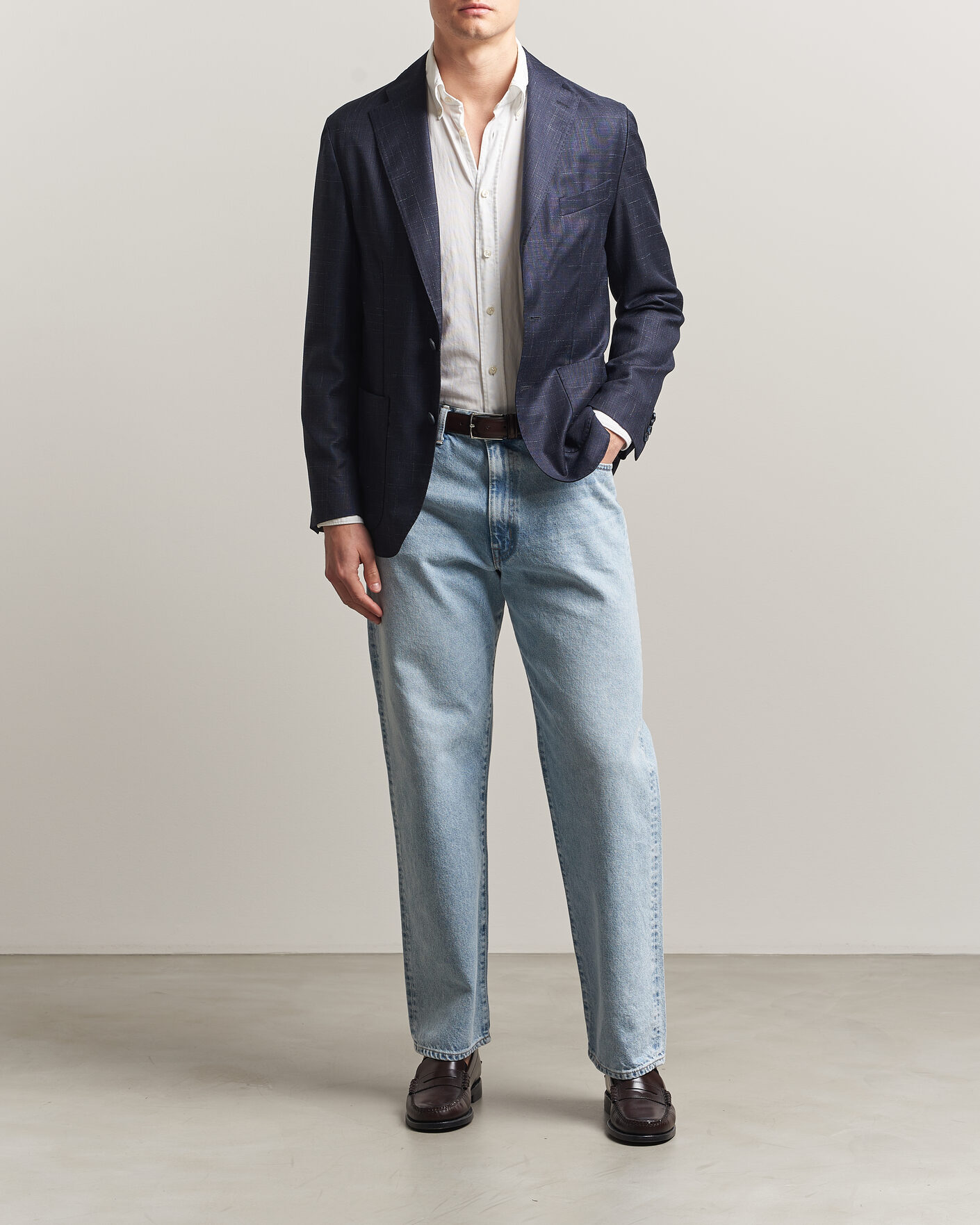 Herre | Dressjakker | Eton | Wool Silk Soft Blazer Navy Blue