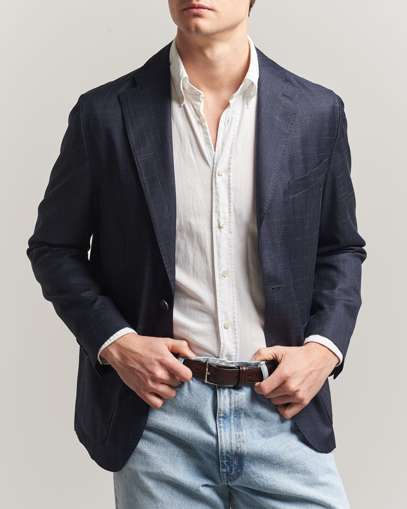 Herre | Dressjakker | Eton | Wool Silk Soft Blazer Navy Blue