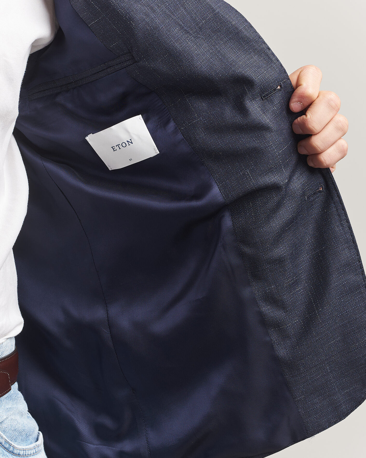 Herre | Dressjakker | Eton | Wool Silk Soft Blazer Navy Blue