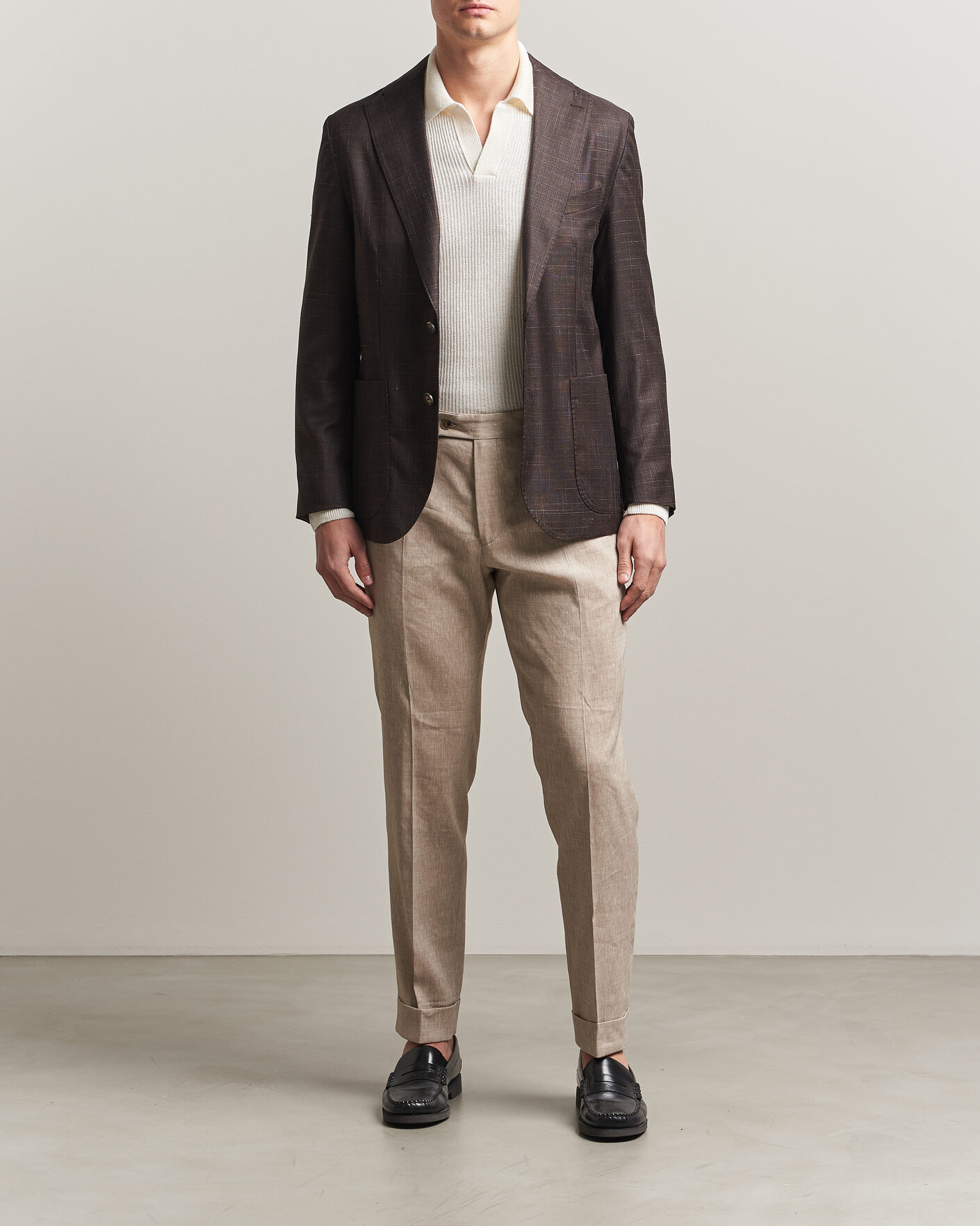 Herre | Dressjakker | Eton | Wool Silk Soft Blazer Dark Brown