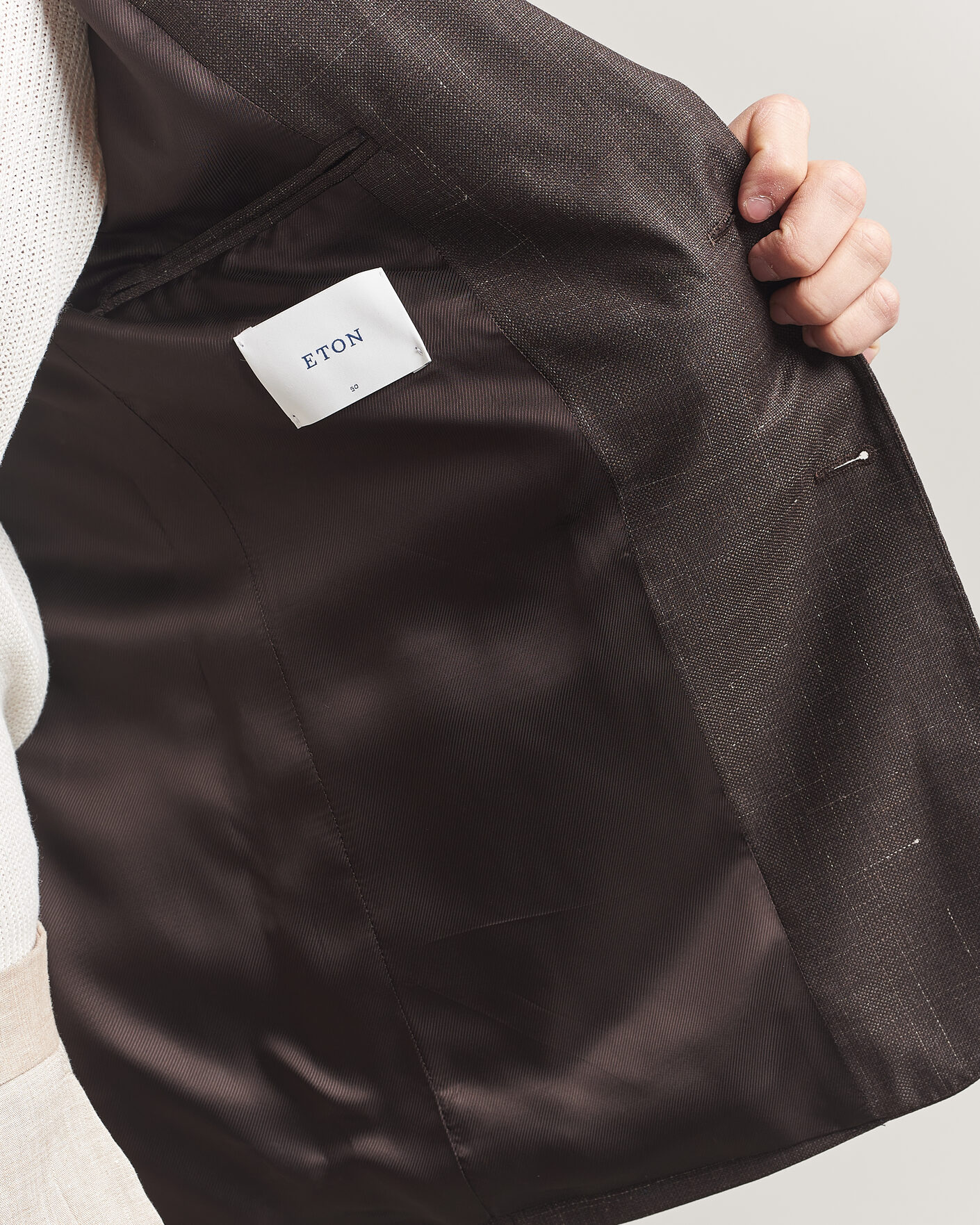 Herre | Dressjakker | Eton | Wool Silk Soft Blazer Dark Brown