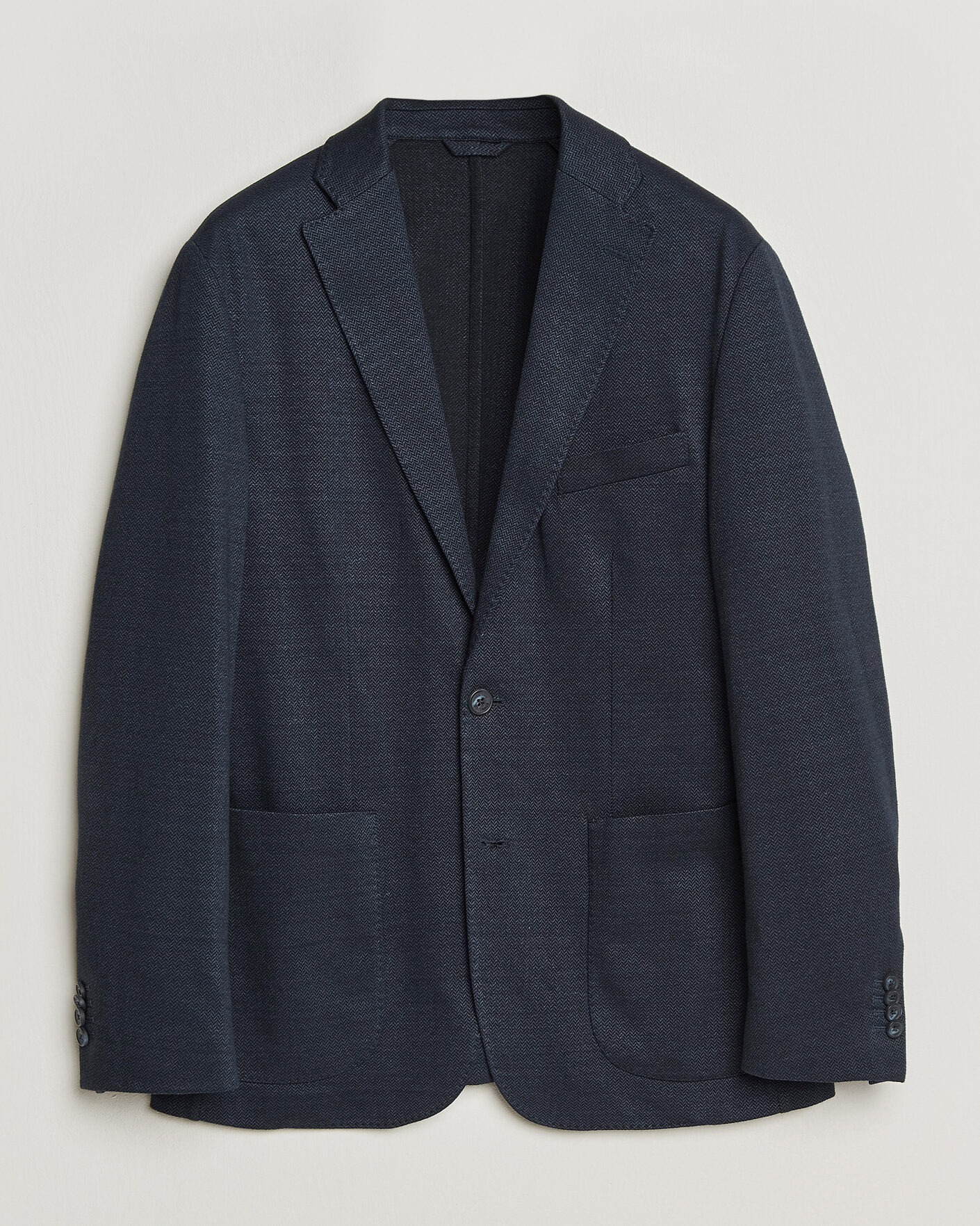 Herre | Dressjakker | Eton | Linen Jersey Herringbone Blazer Navy Blue