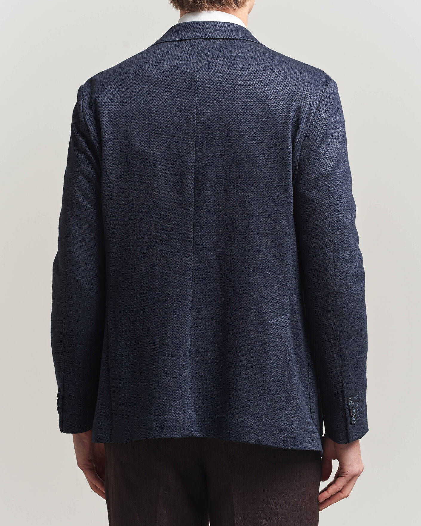 Herre | Dressjakker | Eton | Linen Jersey Herringbone Blazer Navy Blue