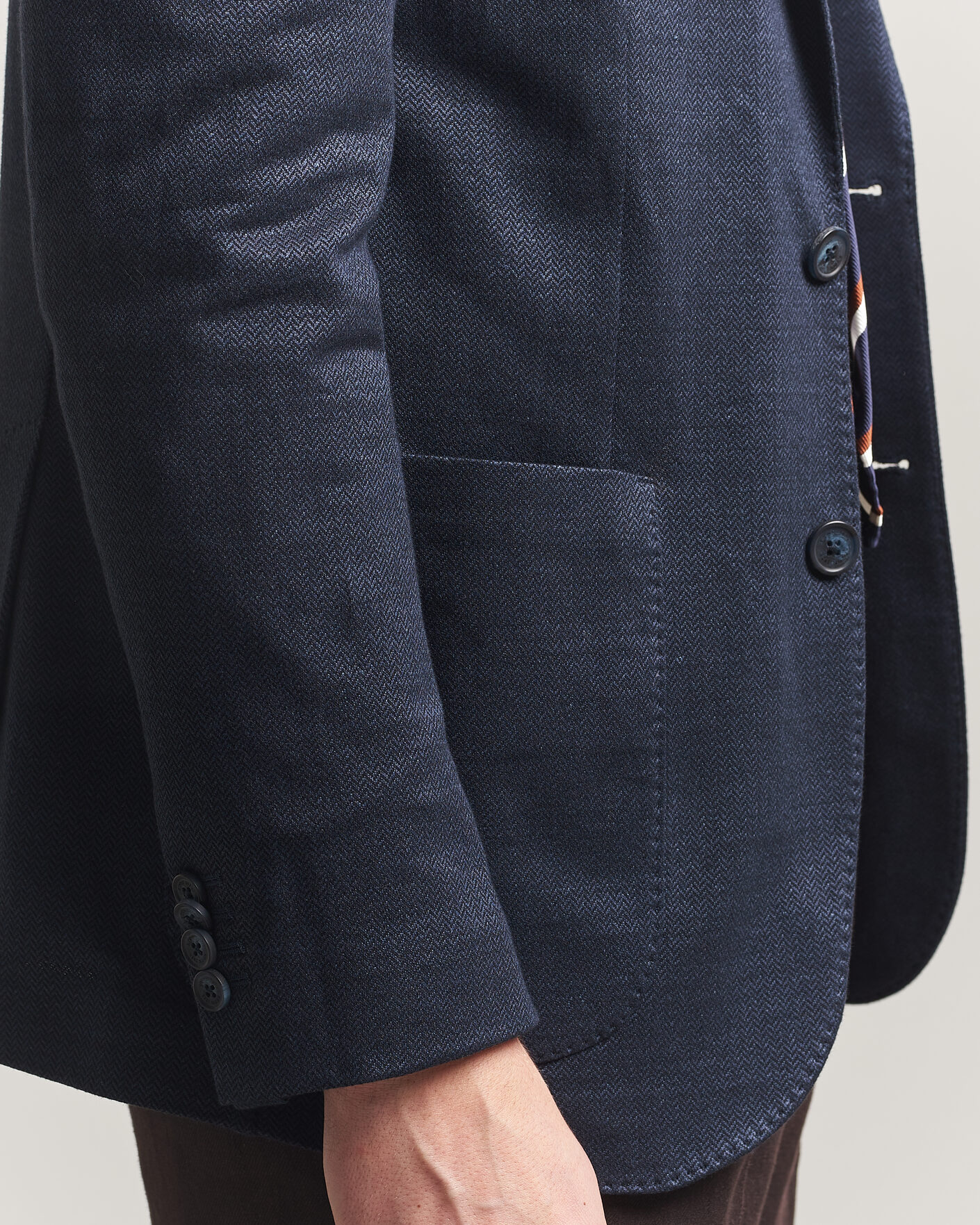 Herre | Dressjakker | Eton | Linen Jersey Herringbone Blazer Navy Blue