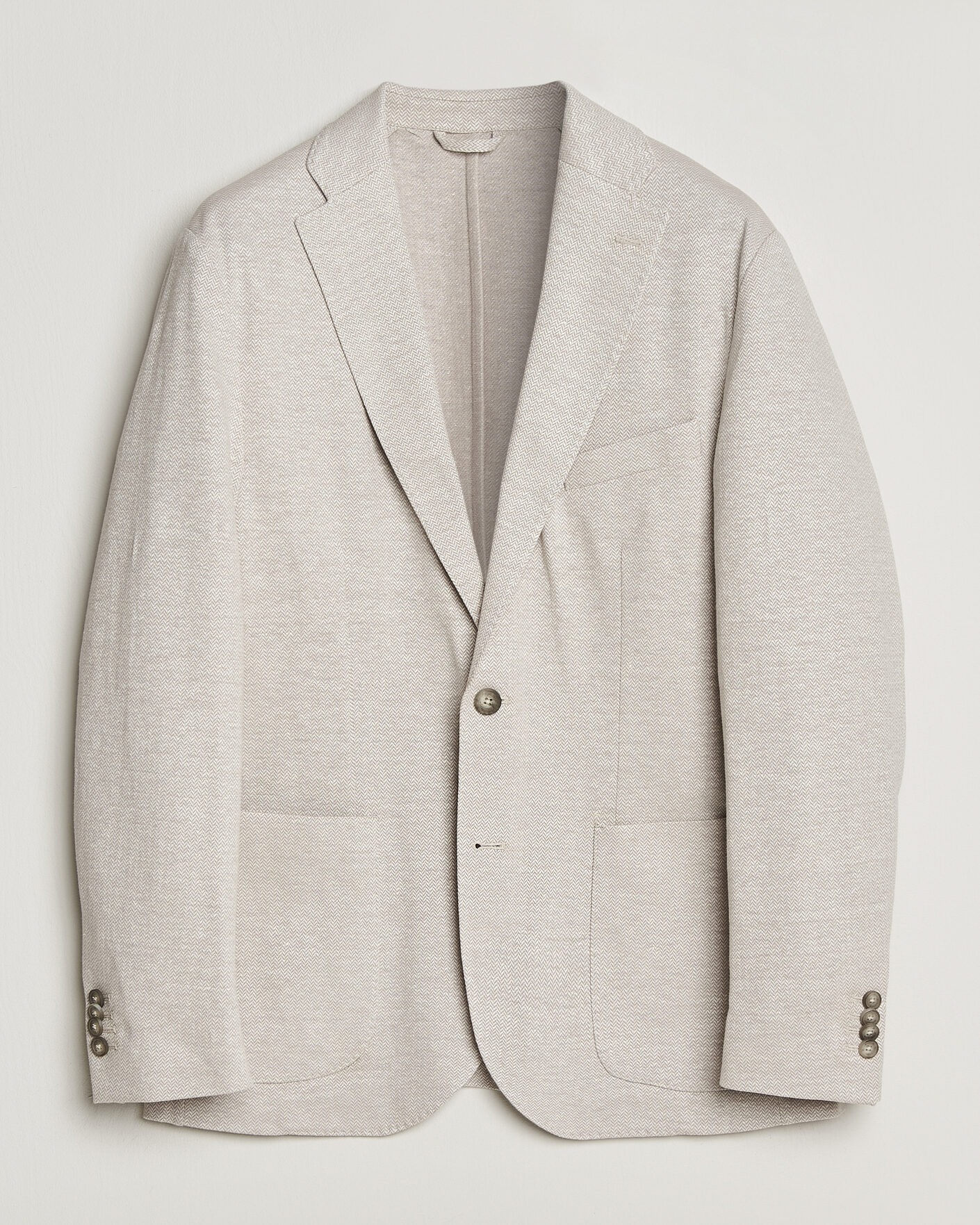 Herre | Dressjakker | Eton | Linen Jersey Herringbone Blazer Beige
