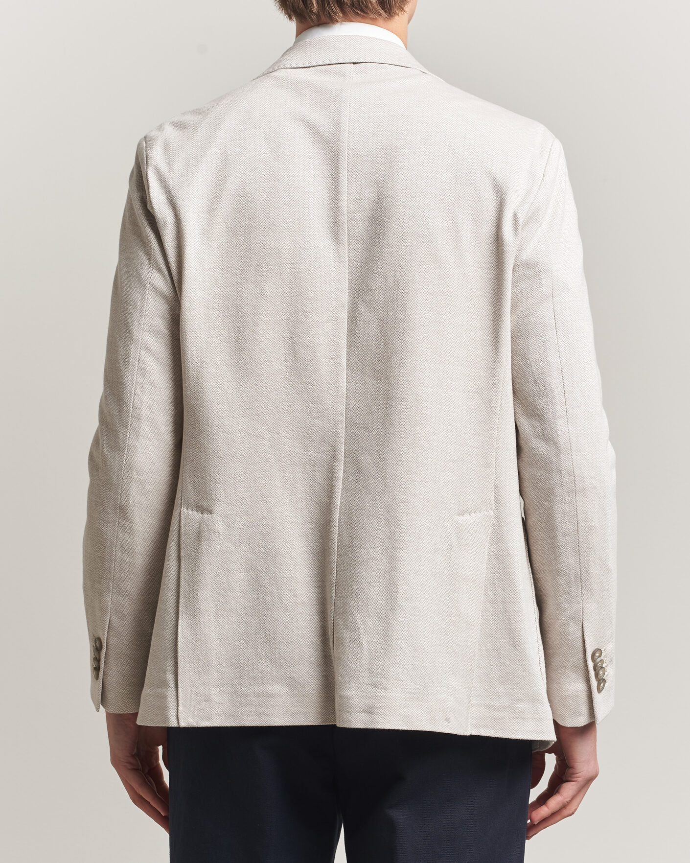 Herre | Dressjakker | Eton | Linen Jersey Herringbone Blazer Beige