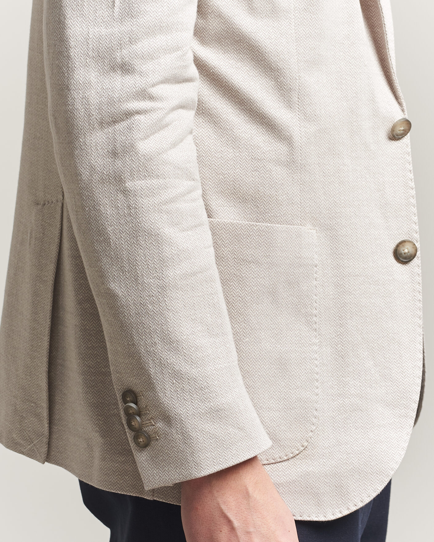 Herre | Dressjakker | Eton | Linen Jersey Herringbone Blazer Beige