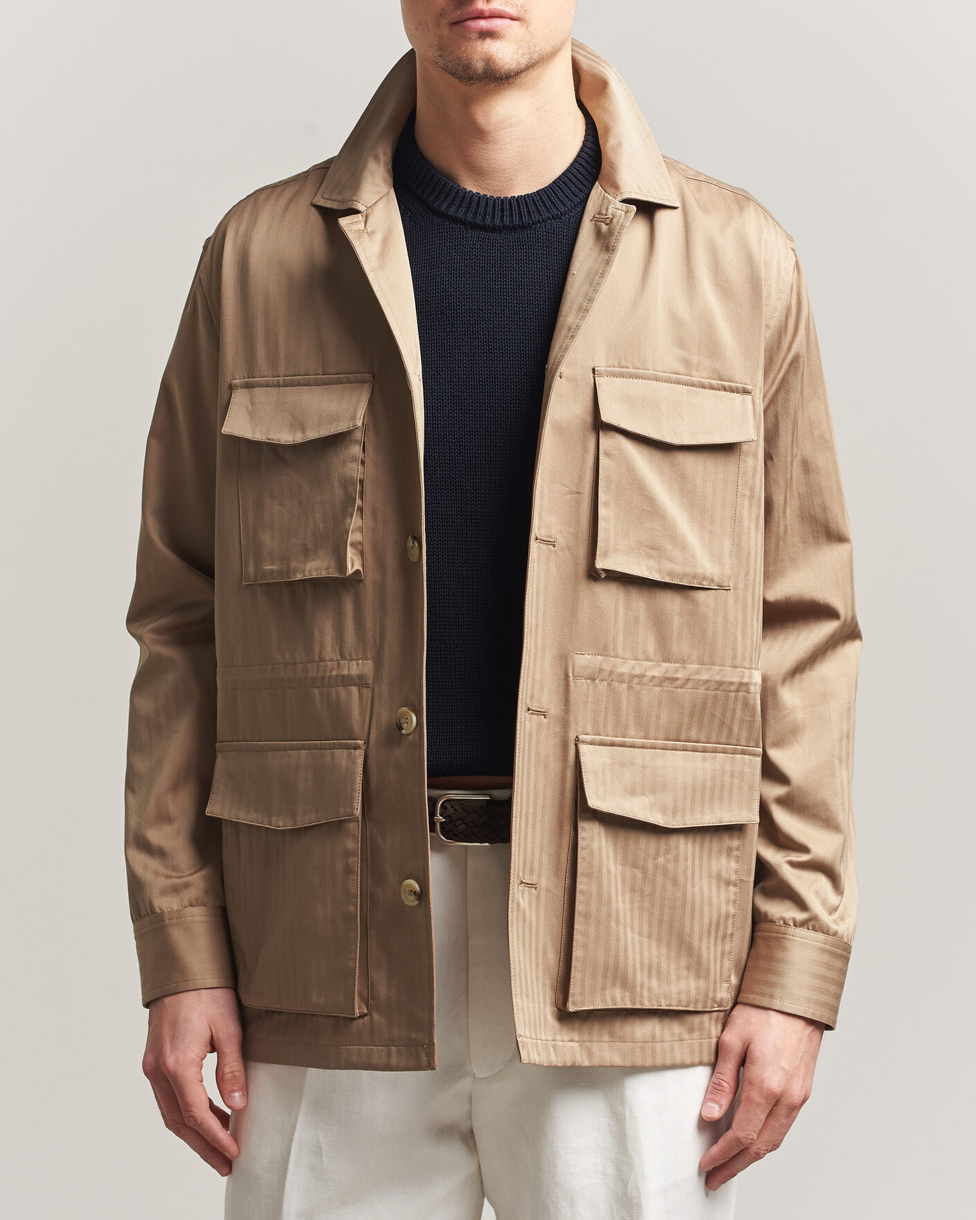 Herre | Jakker | Eton | Cotton Safari Drawstring Jacket Beige