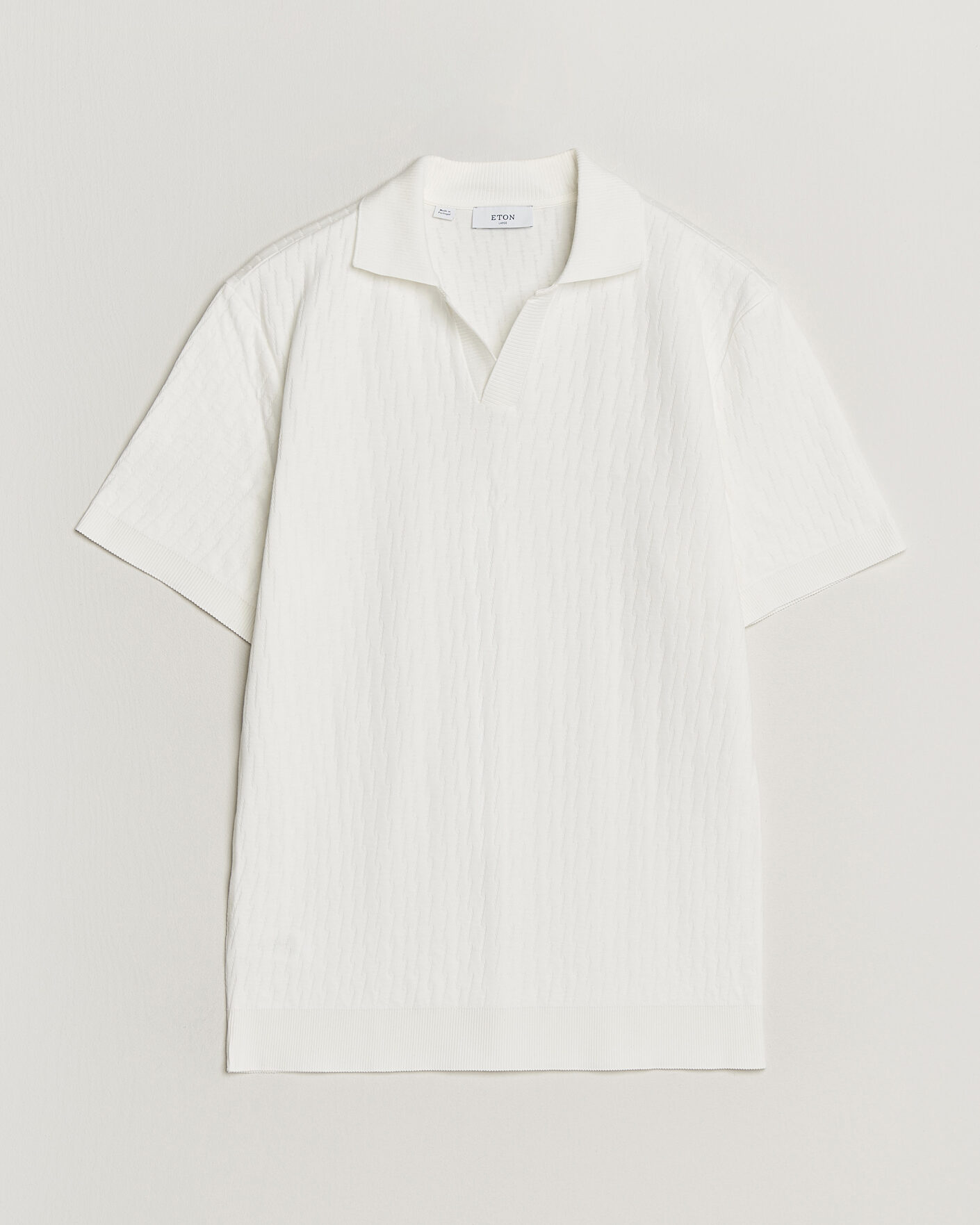 Herre | Pikéer | Eton | Open Collar Jacquard Polo Off White