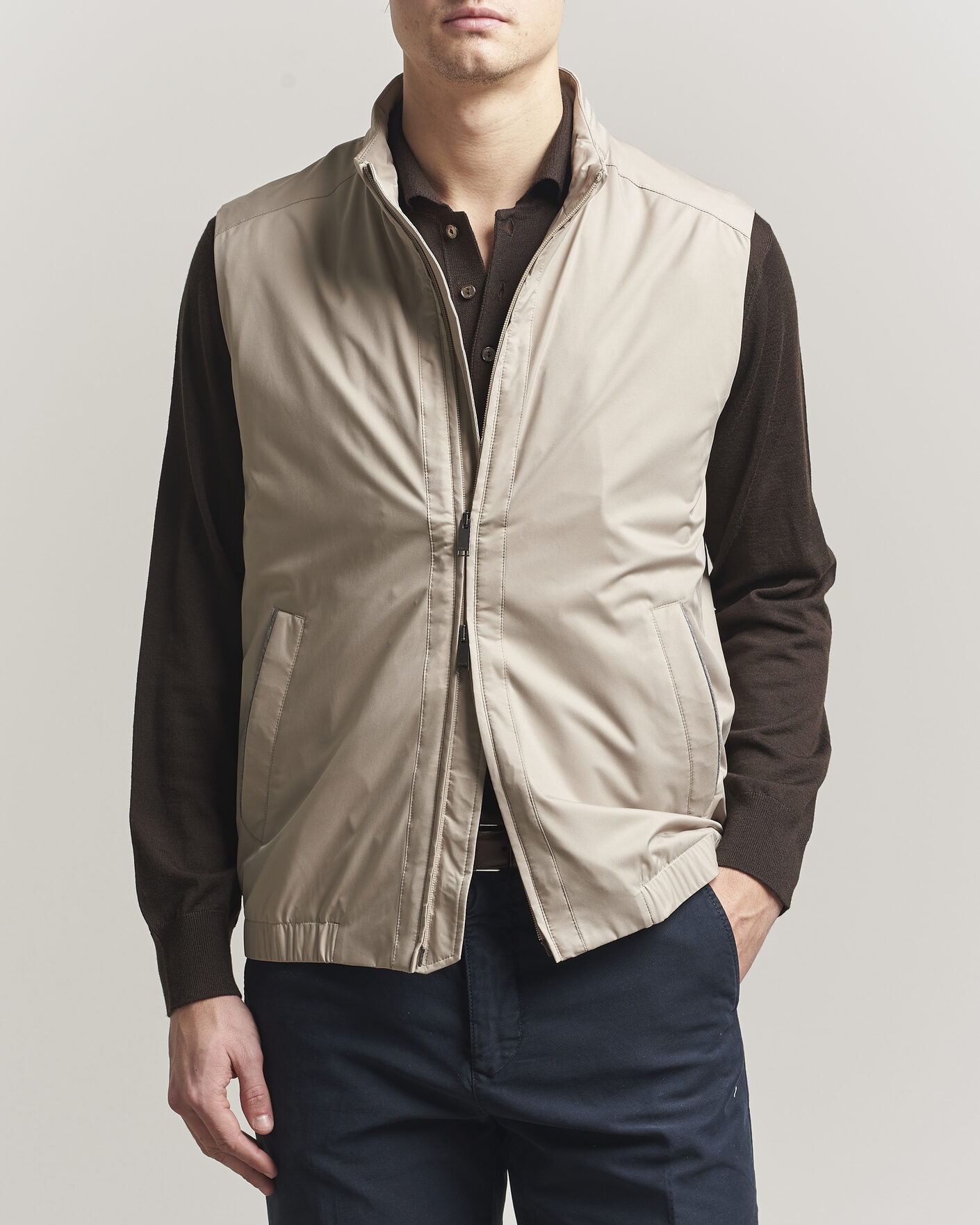 Herre | Vester | Eton | Lightweight Wind Vest Beige