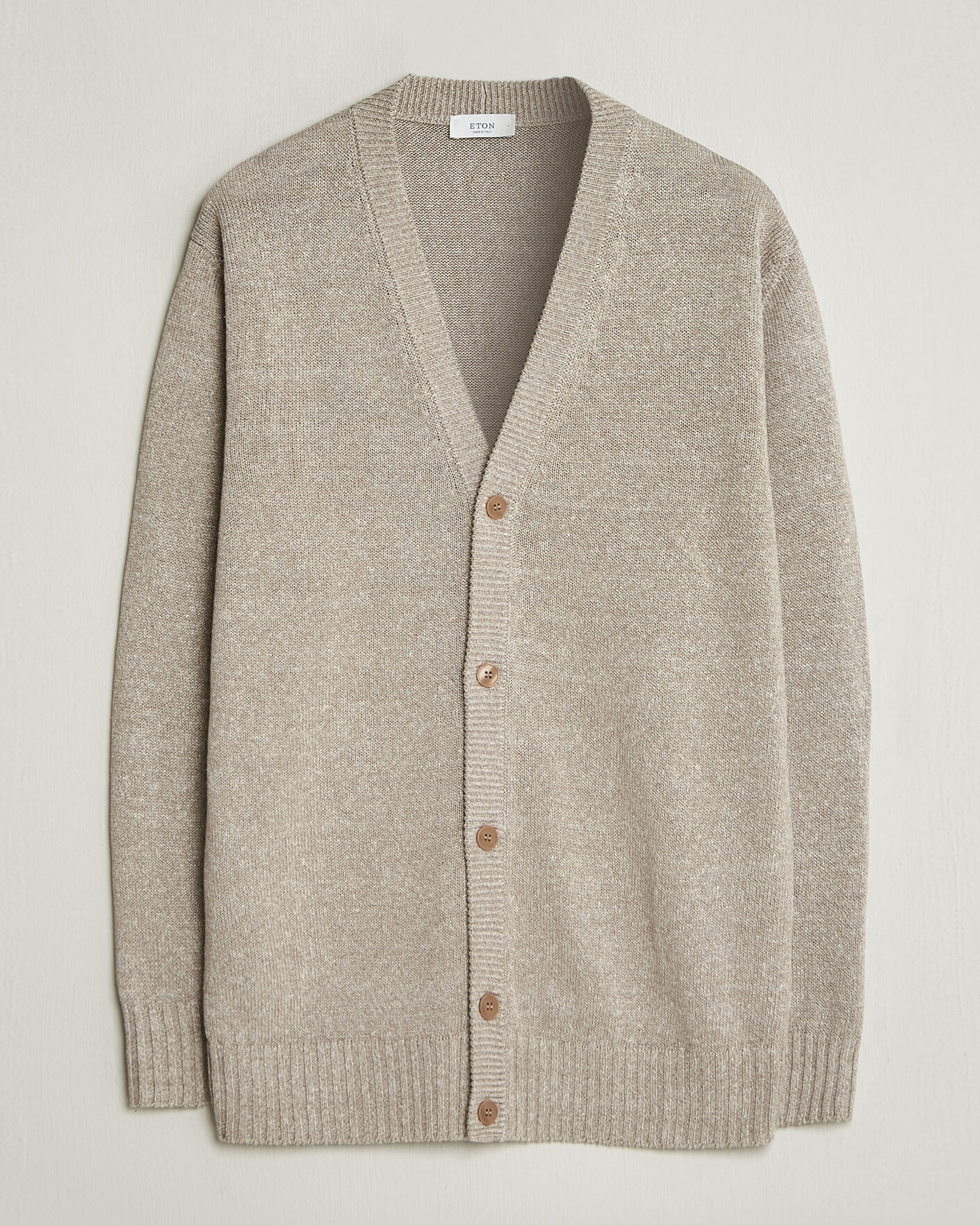 Herre | Gensere | Eton | Cotton Linen Knitted Cardigan Beige